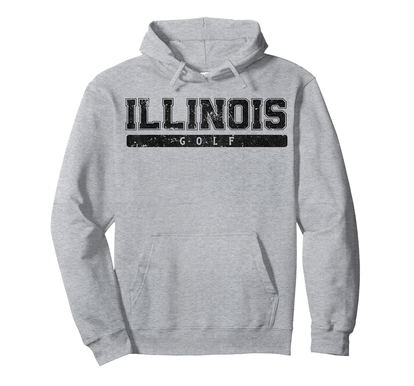 Illinois Golf Black Vintage Text T-Shirt