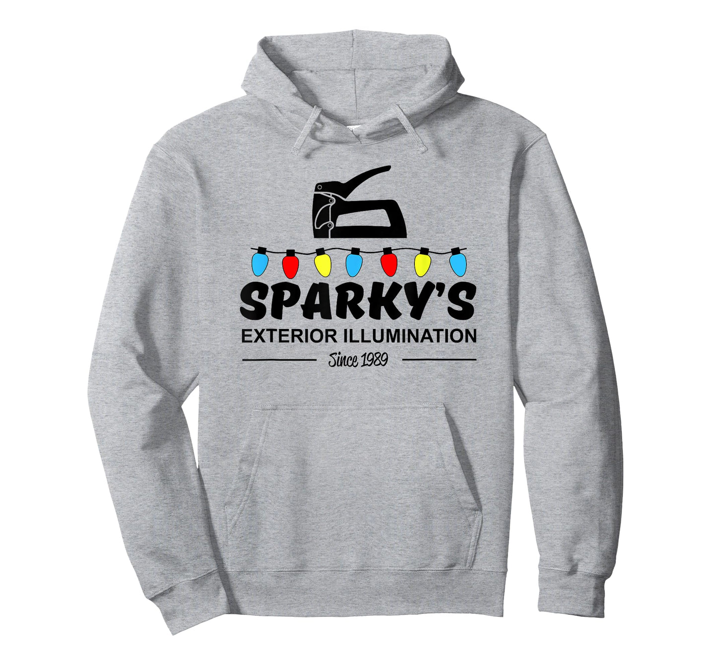 Womens Sparky's Exterior Illumination Christmas Lights t-shirt Large Slate