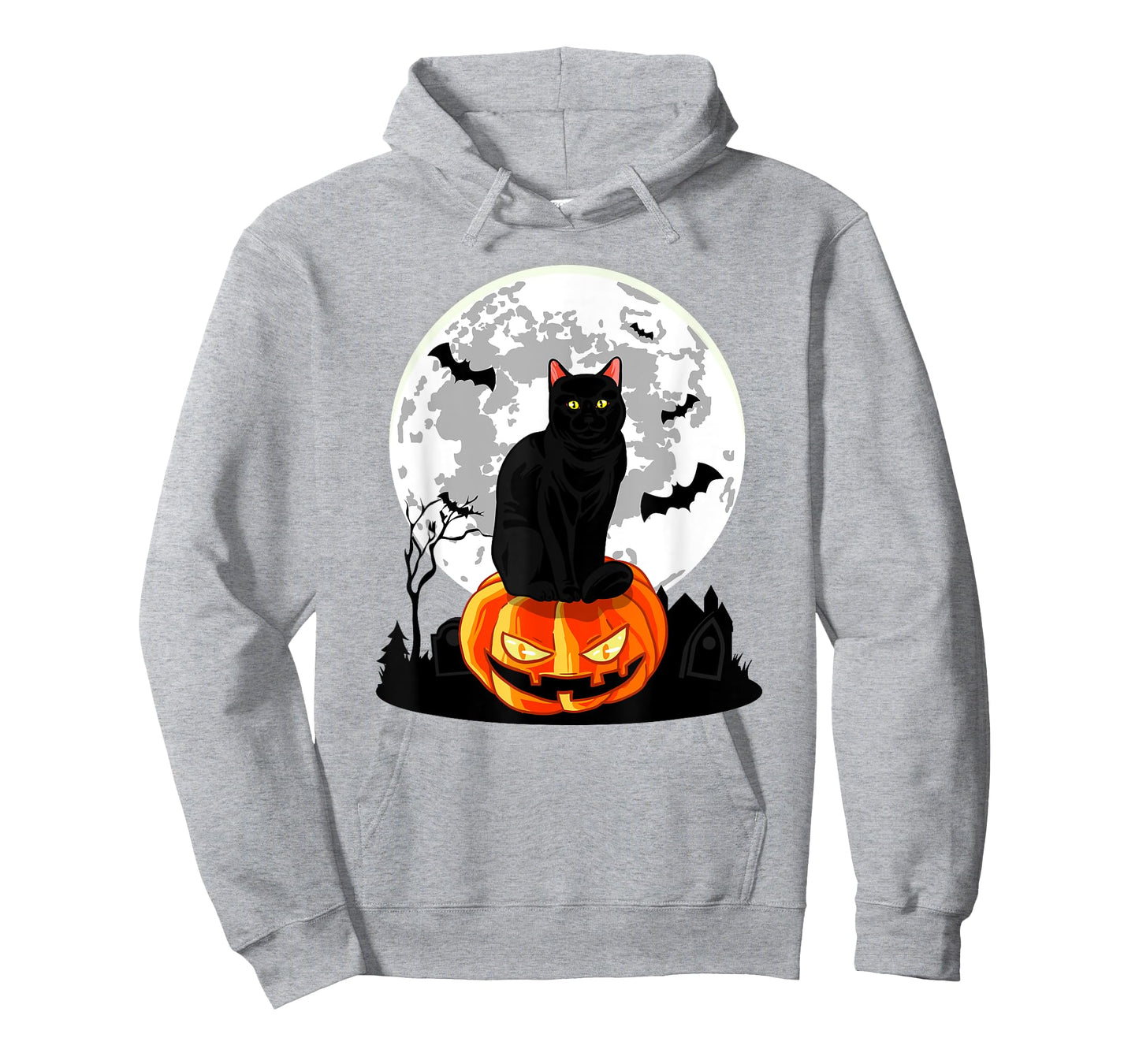 Black Cat On Pumpkin - Full Moon Halloween Costume T-Shirt