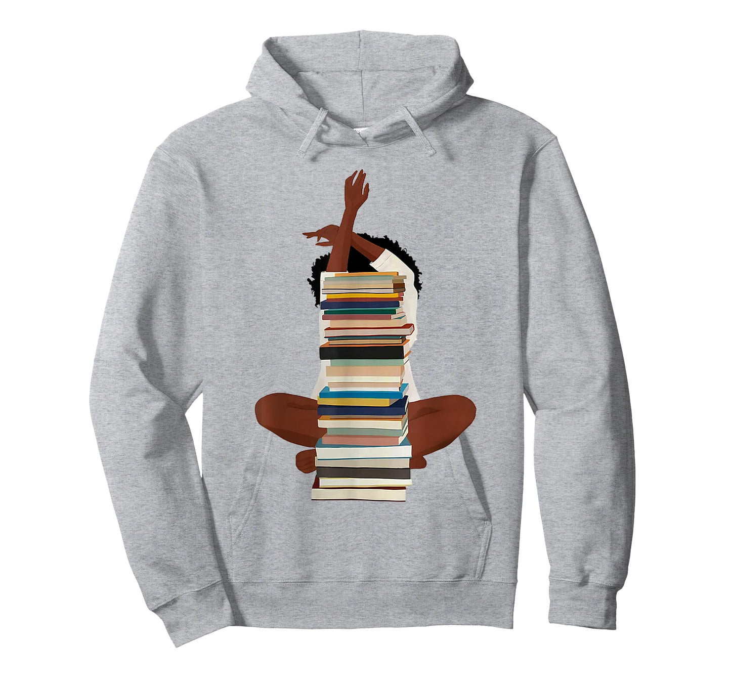 Black Woman and Books Stack - Afro Girl Reading Lover T-Shirt