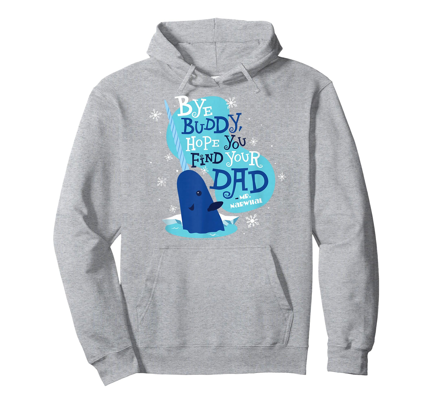 Elf Bye Buddy Narwhal Color Illustration Funny Christmas T-Shirt