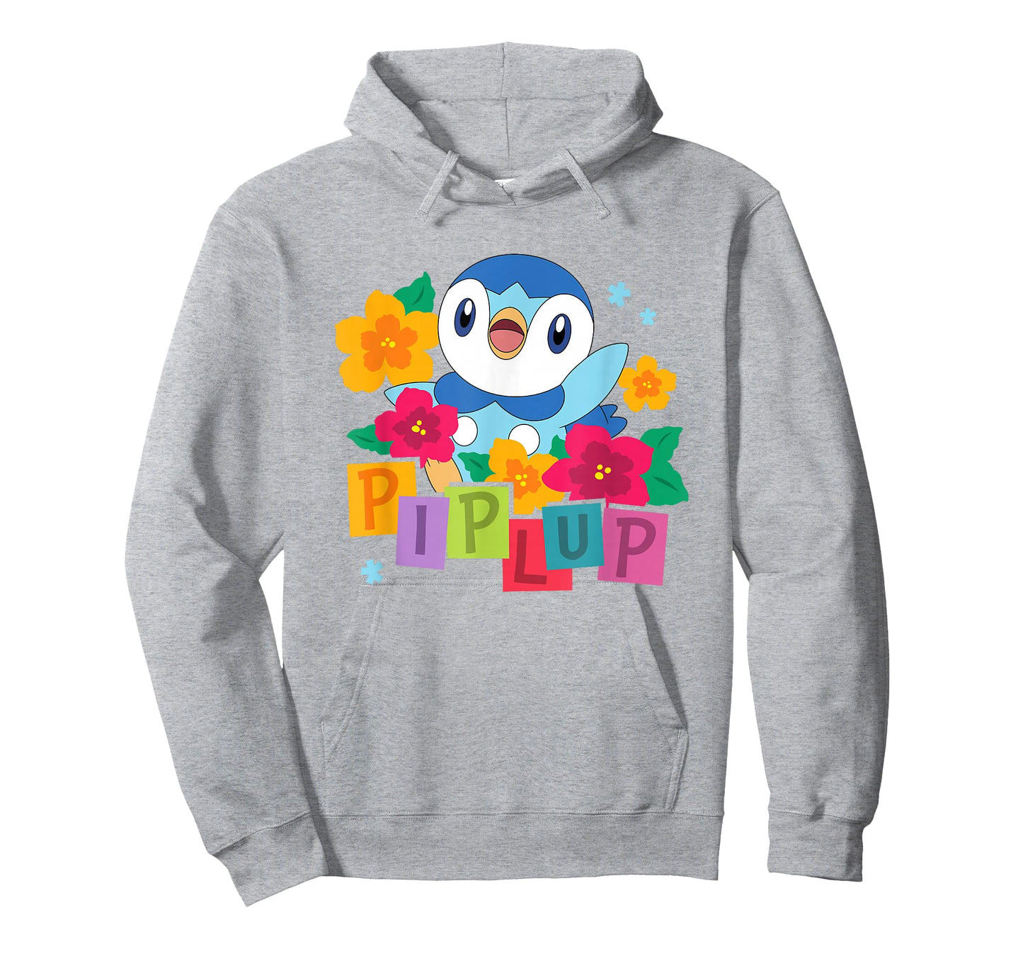 Pokémon Cute Happy Piplup Big Chest Colorful Floral Poster T-Shirt