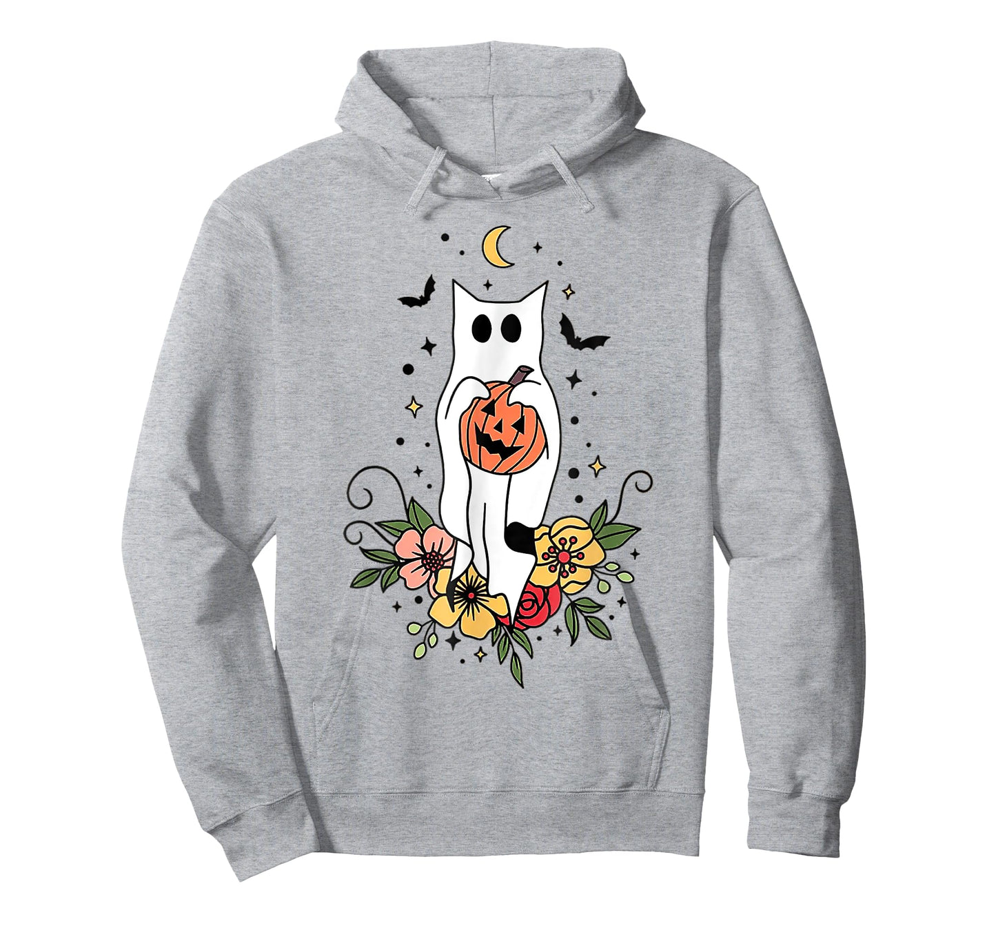 Halloween Ghost Cat Pumpkin Floral T-Shirt