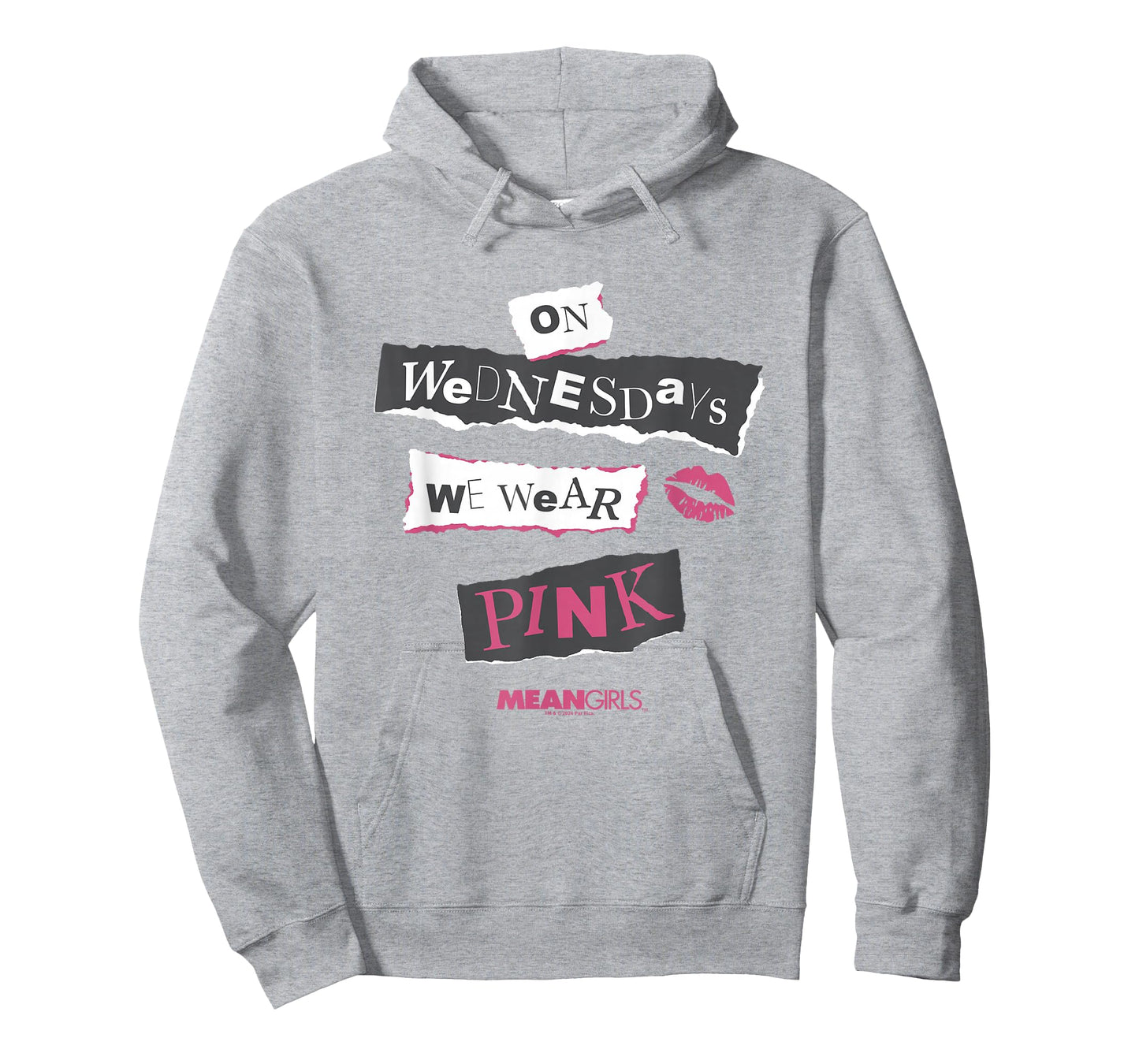 Mean Girls On Wednesdays We Wear Pink Big Chest Text Logo T-Shirt