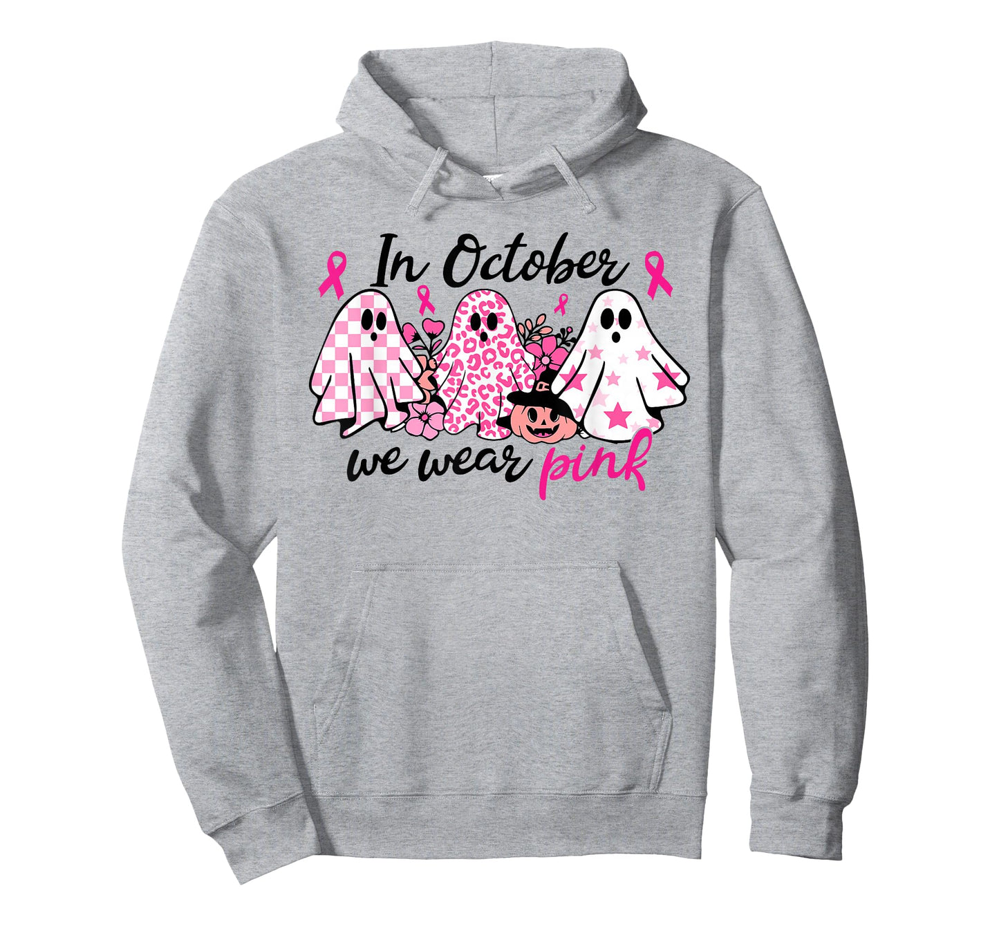 In October We Wear Pink Ghost Breast Cancer Halloween T-Shirt