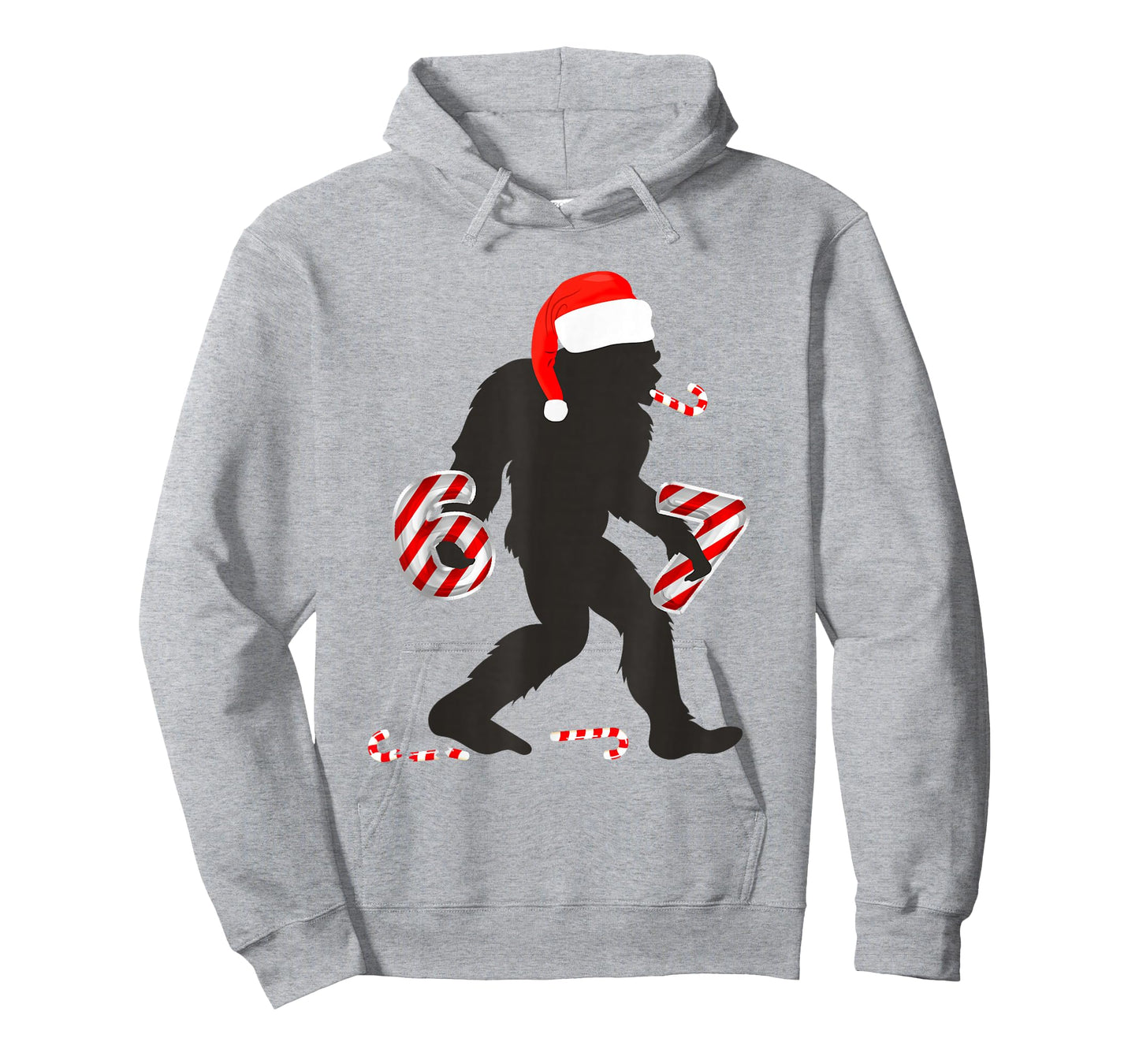 Funny 67 Meme with Bigfoot and Candy Canes Christmas 6 7 T-Shirt