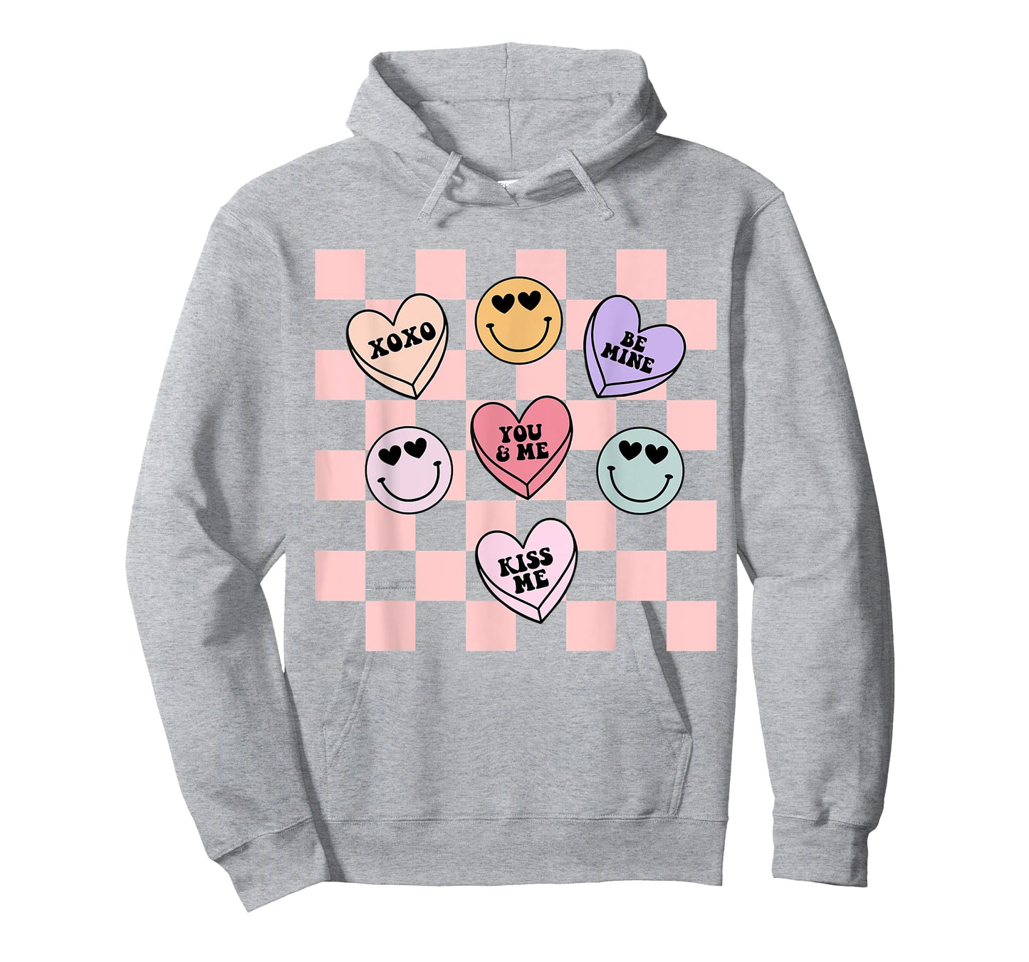 Retro Valentines Day Smile Face Candy Heart Girls Kids Women T-Shirt