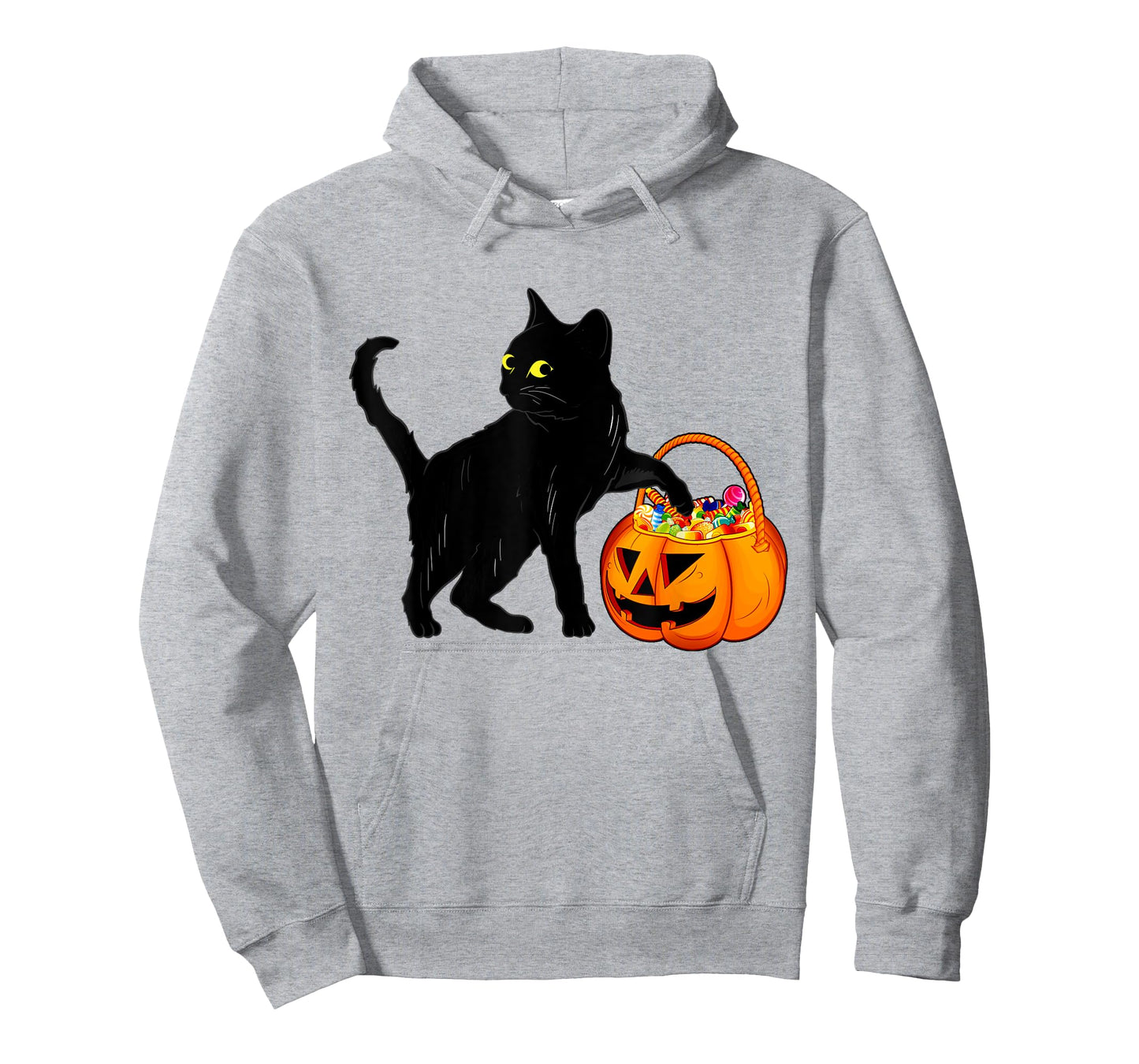Black Cat Halloween Candy Pumpkin Bag Sweet Lollipop Funny T-Shirt