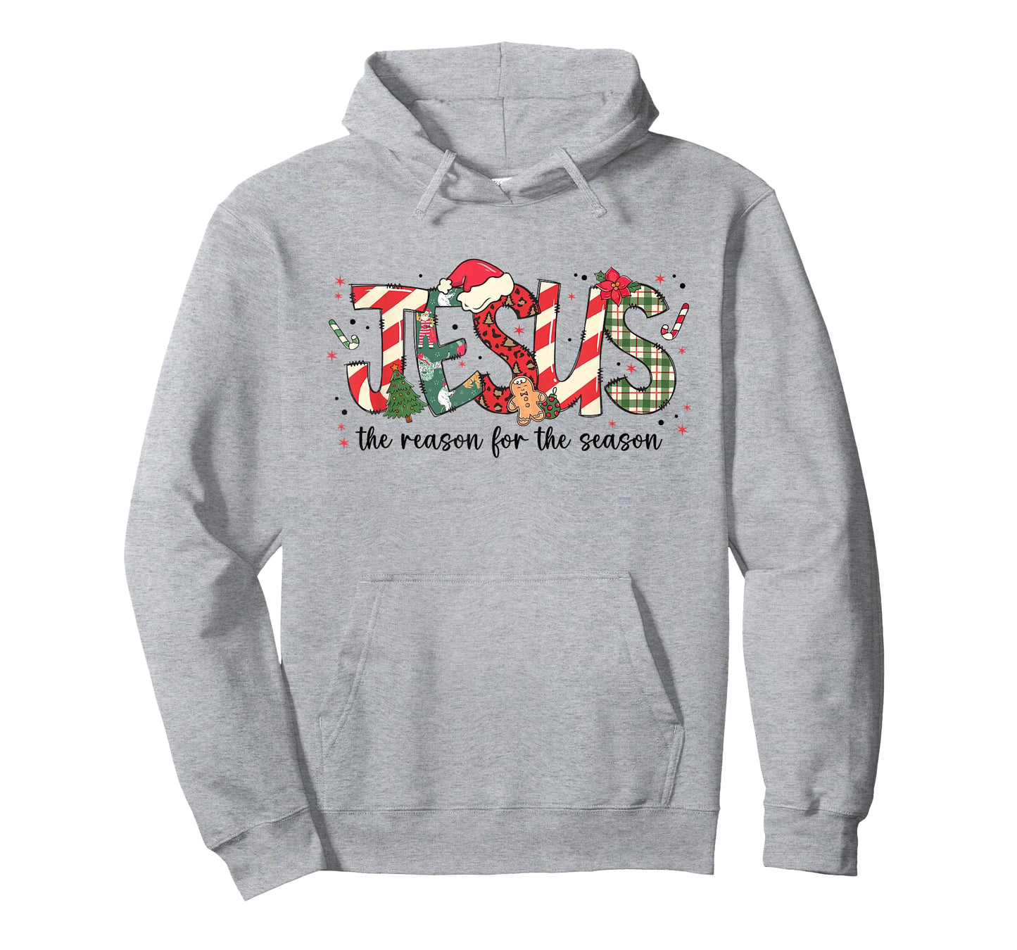 Jesus The Reason for The Season Christmas Candy Cane Letter T-Shirt