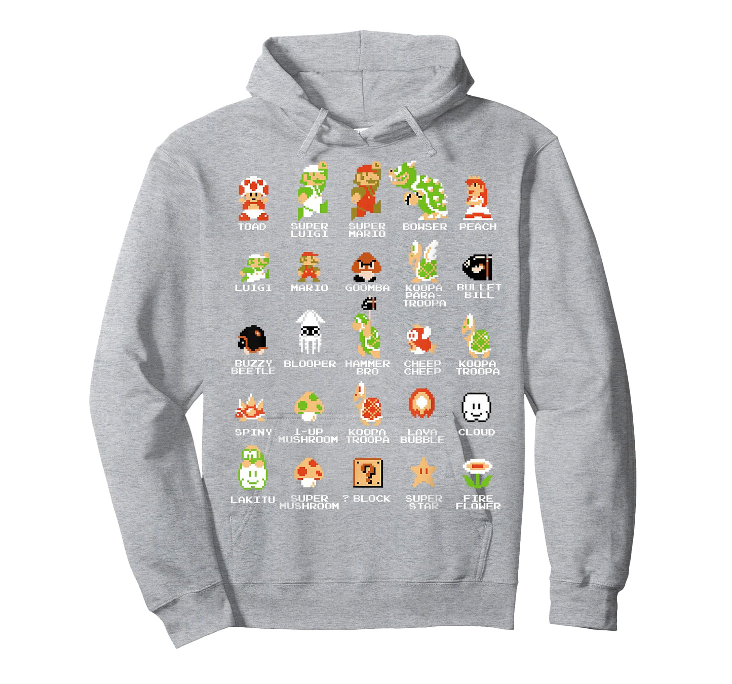 Nintendo Super Mario 8-bit Pixel Icons List Vintage T-Shirt T-Shirt