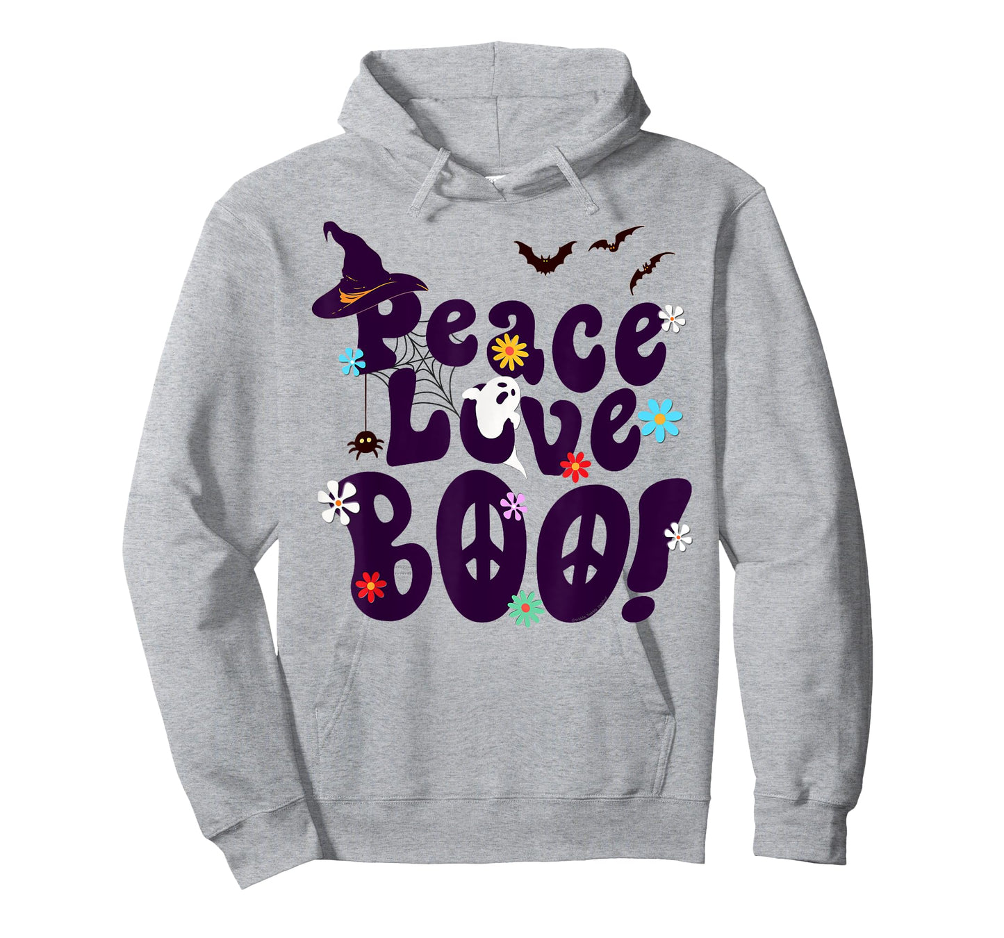 Groovy Halloween Peace Love BOO Retro Hippie Halloween T-Shirt