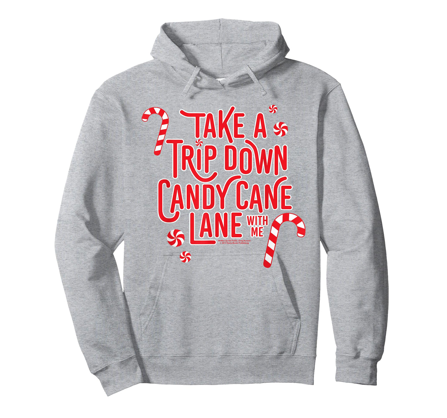 The Lyricist Unisex-Child Christmas T-Shirt - Candy Cane Lane Sia Lyrics - White - Small - Short Sleeve
