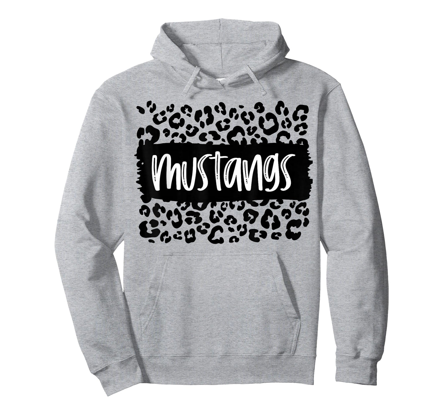 Mustangs Team Mascot School Spirit Game Night Leopard Print T-Shirt