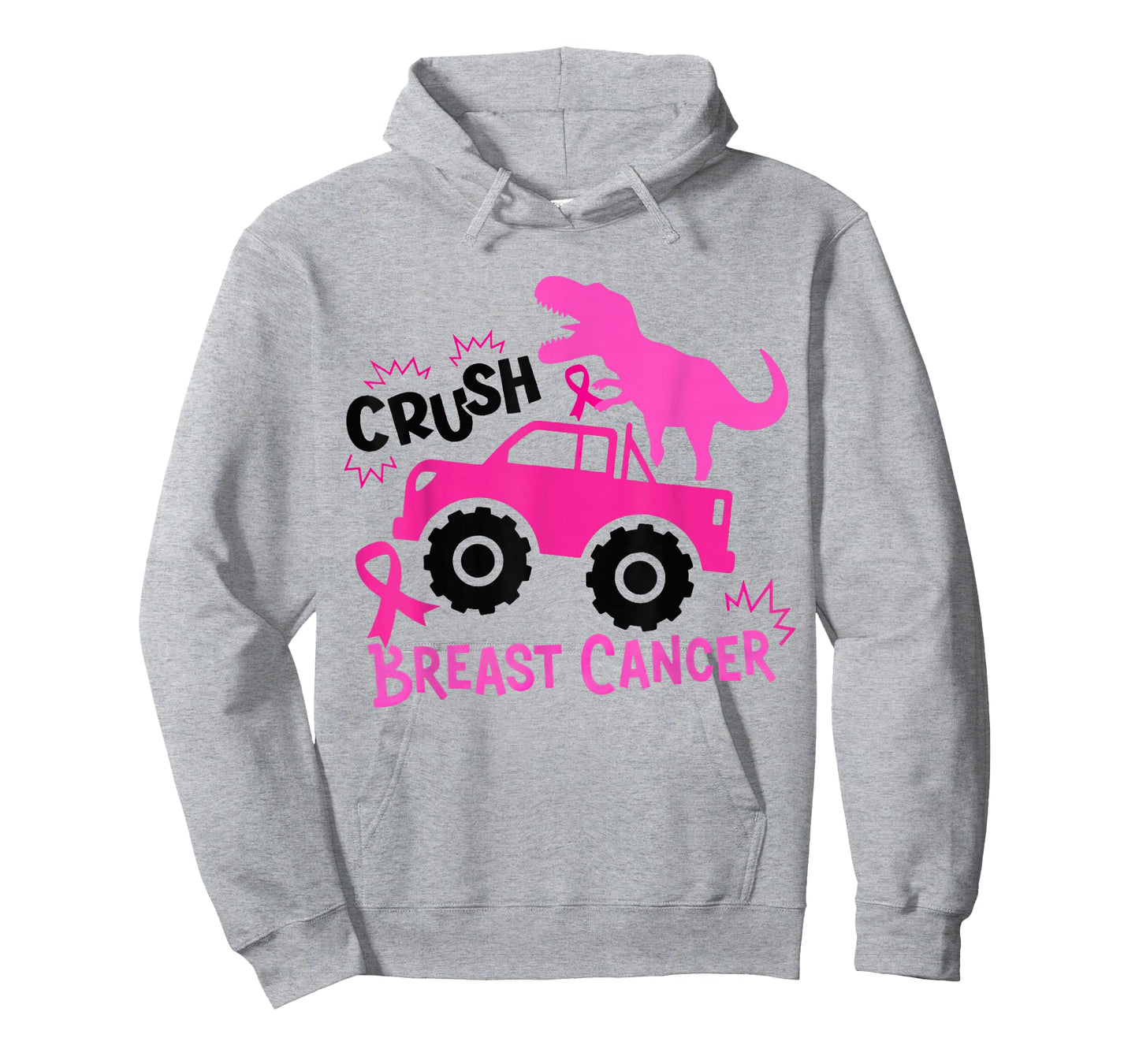 Crush Breast Cancer Dinosaur T Rex Monster Truck Boys Kids T-Shirt