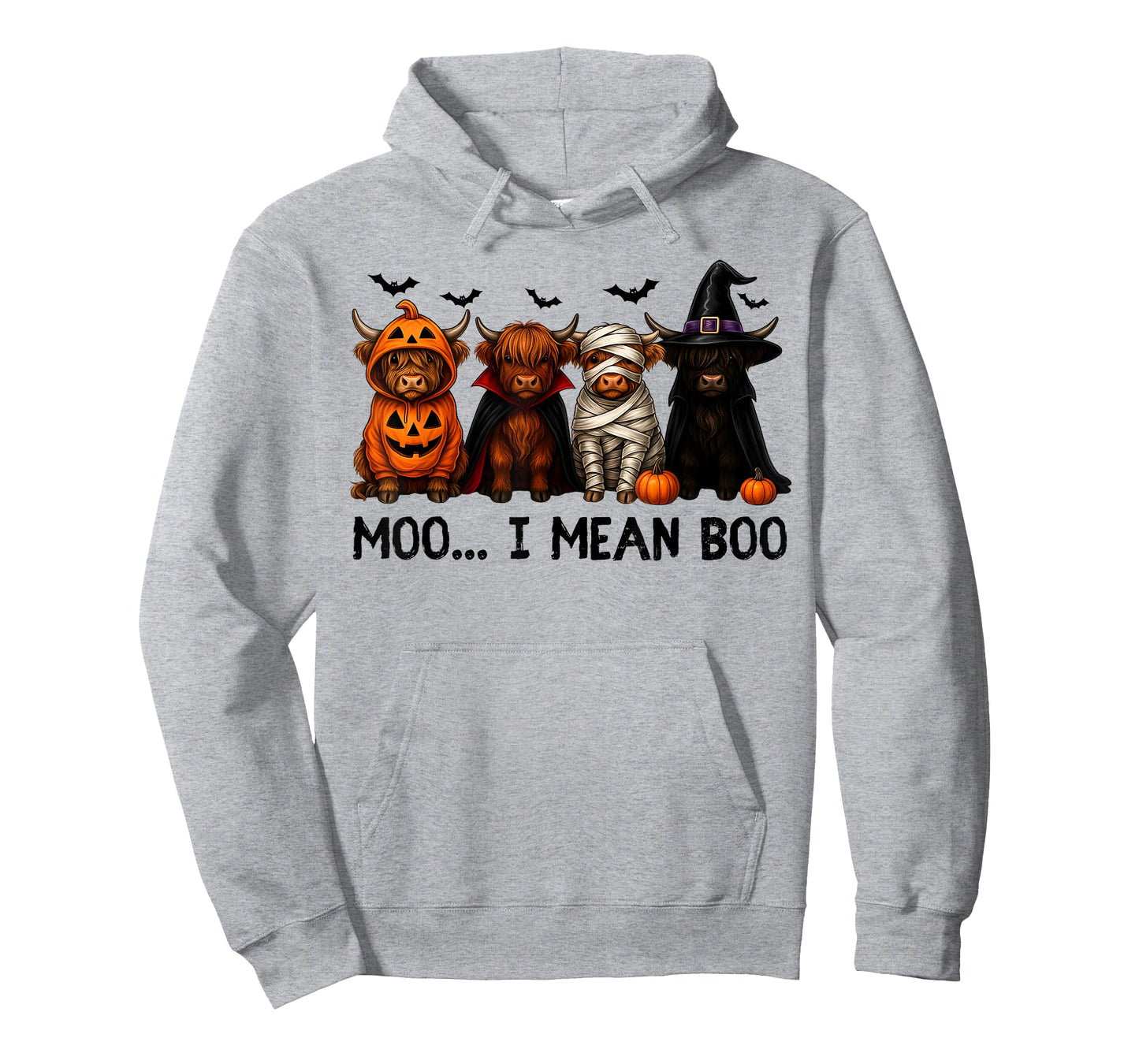Moo I Mean Boo Funny Highland Cow with Halloween Costume T-Shirt