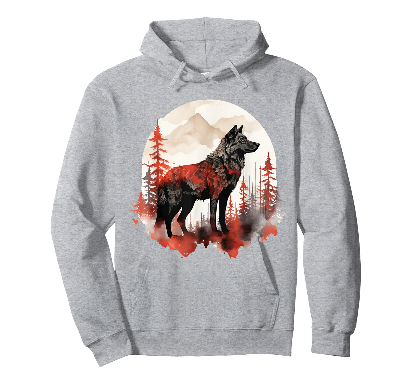 Wolf Splash Art Animal Face Forest Landscape Wolf T-Shirt