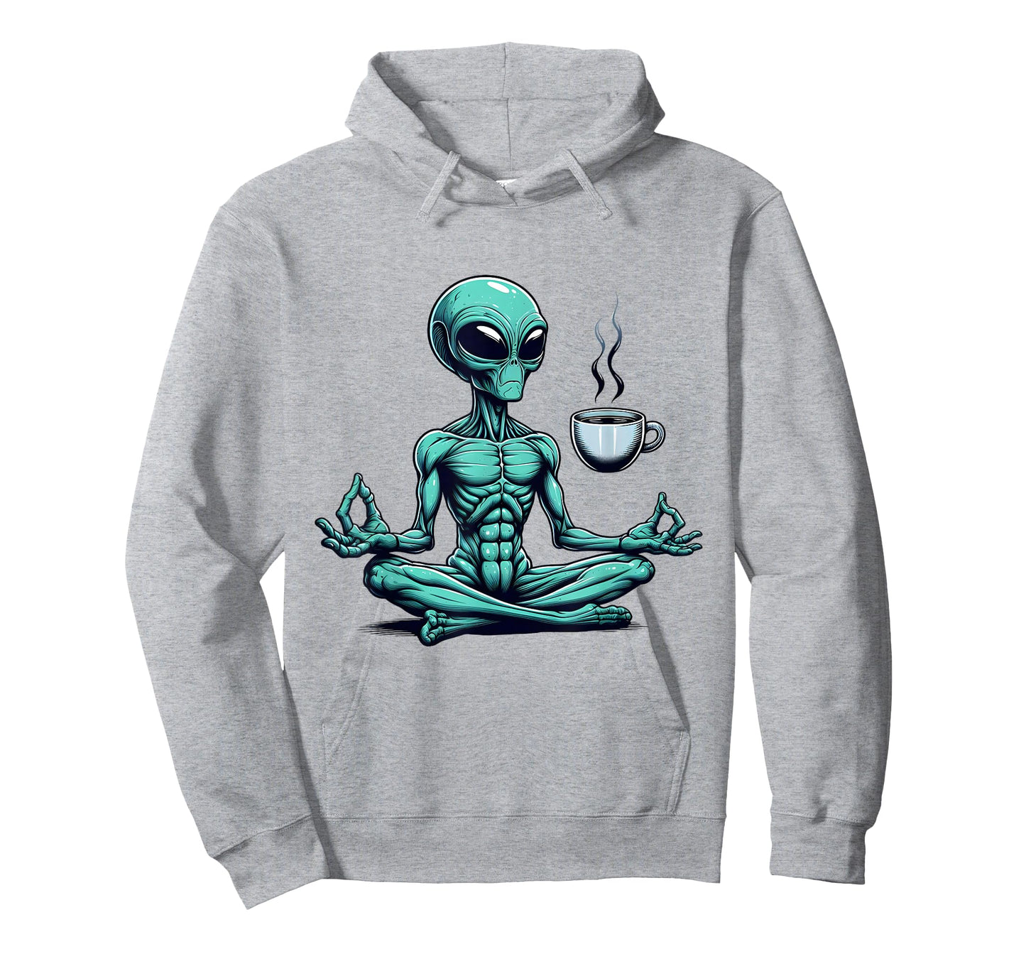 Alien Yoga With Coffee Mug UFO Lover Funny Meditate Poses T-Shirt