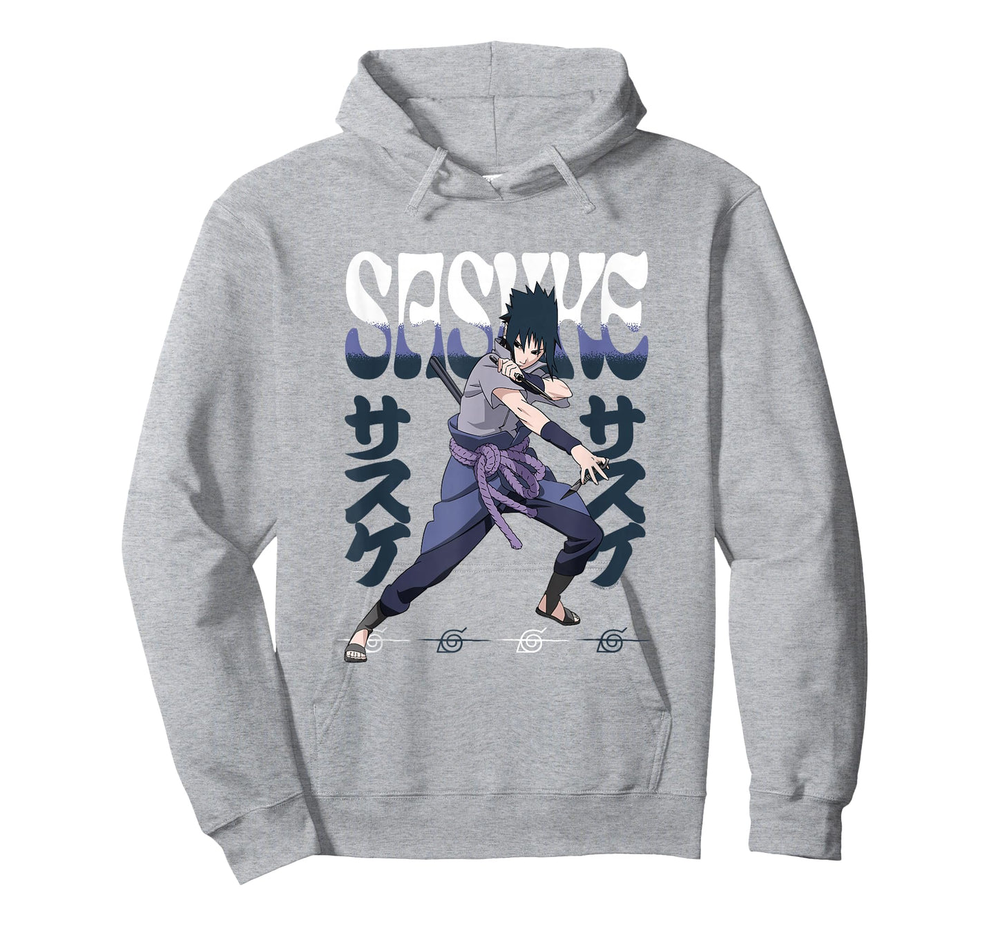 Naruto Shippuden Sasuke Attack Pose with Kanji Anime T-Shirt