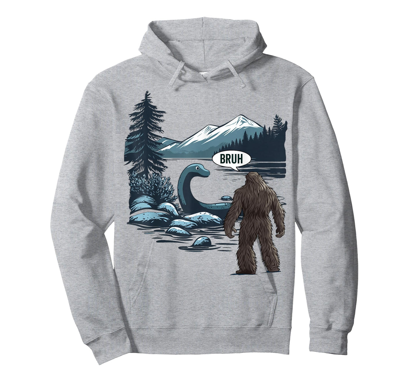 Big Foot Sasquatch Loch Ness Monster Bruh Funny Cryptid T-Shirt