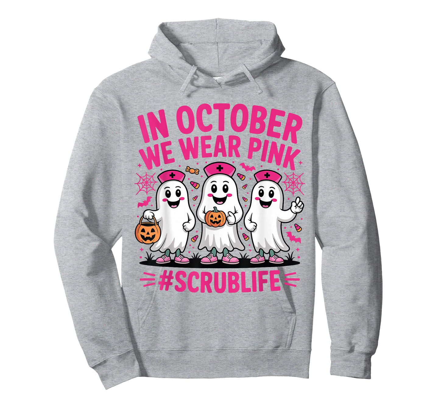 Nurse Scrub Life in October We Wear Pink Breast Cancer Nurse T-Shirt