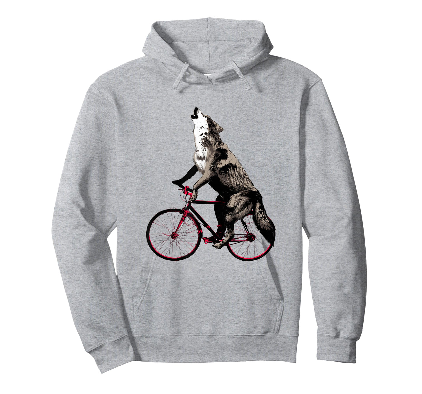 Wolf Howling at the Moon on a Bicycle T-Shirt - Ironic Tee T-Shirt