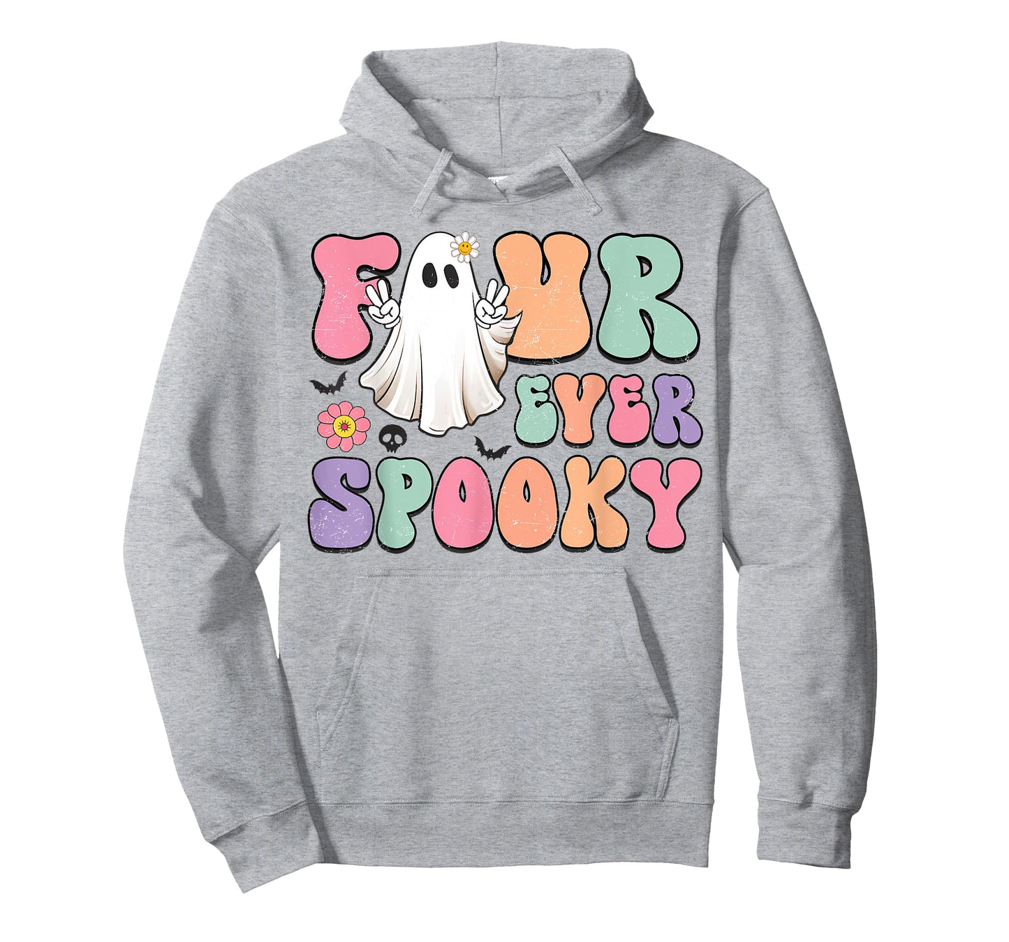 Four Ever Spooky Halloween Ghost 4th Birthday Retro T-Shirt