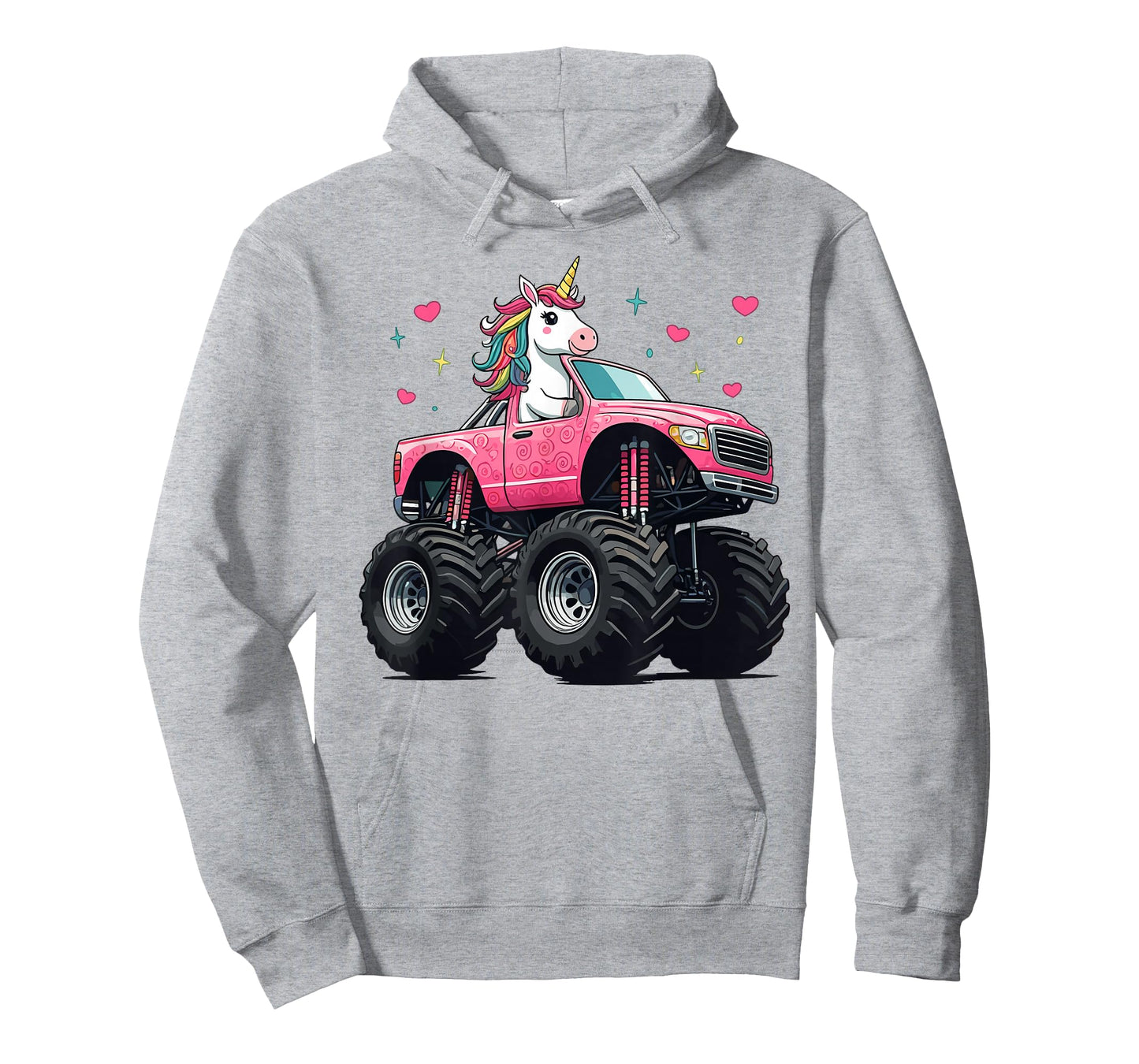 Cute Unicorn Riding Pink Monster Truck T-Shirt