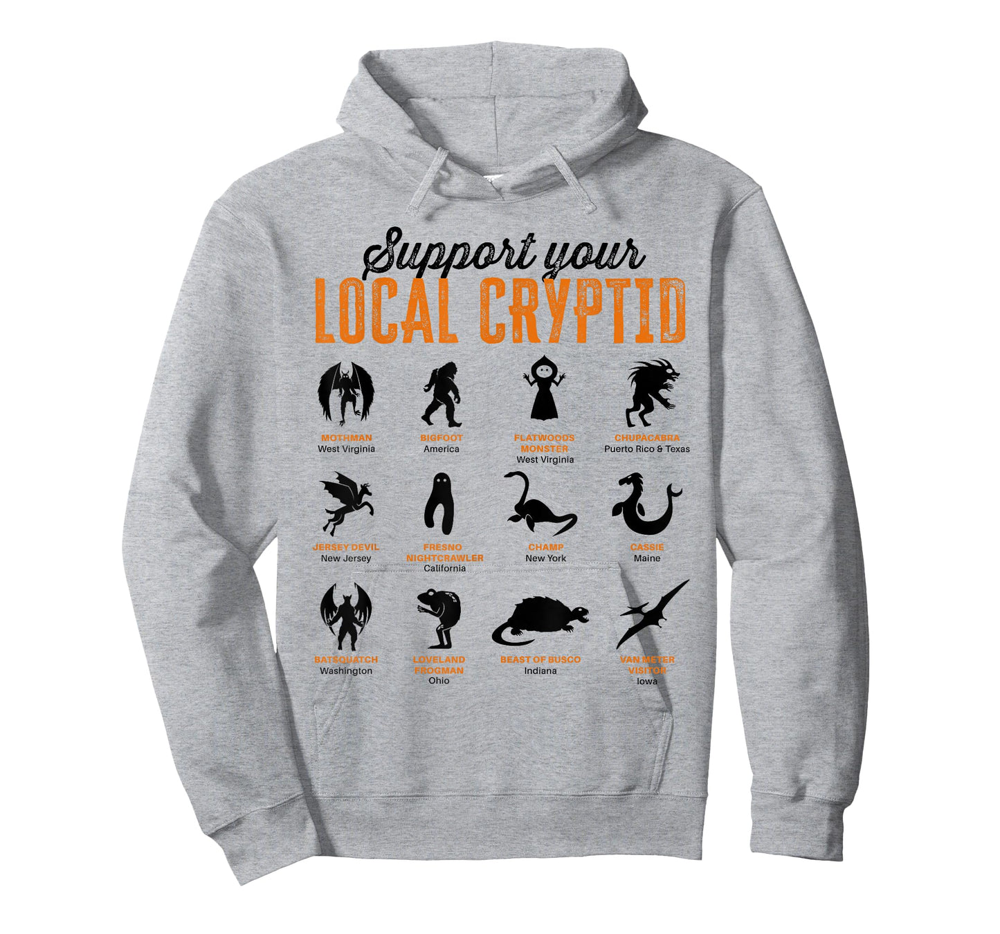 Funny Support your Local Cryptid Mothman Chupacabra Bigfoot T-Shirt