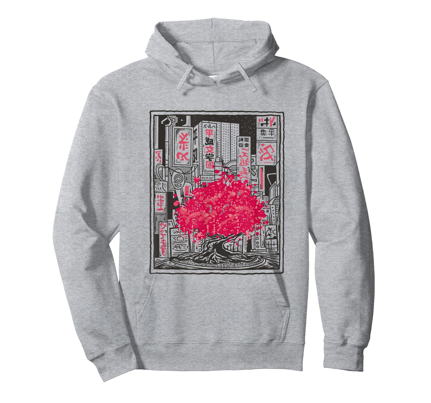 Sakura Cherry Blossom Tree in Front of Japanese City Graphic T-Shirt