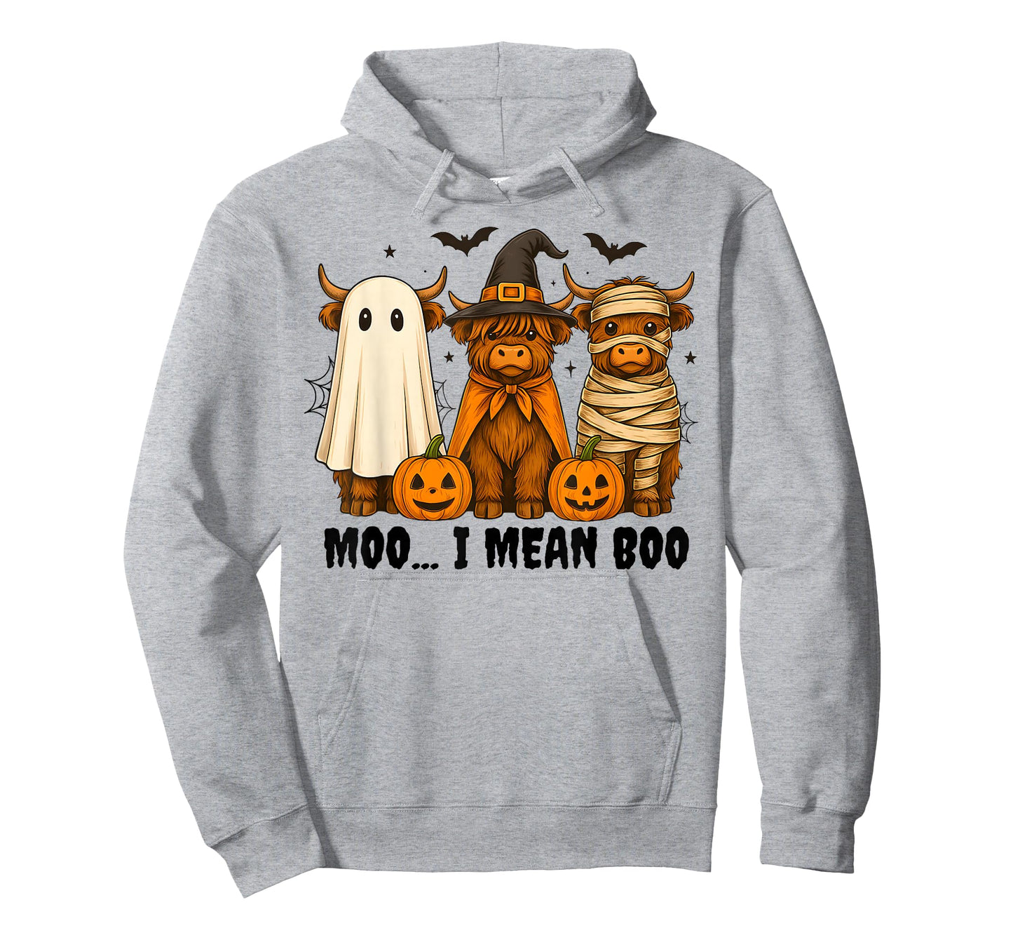 Moo I Mean Boo Funny Highland Cow with Halloween Costume T-Shirt