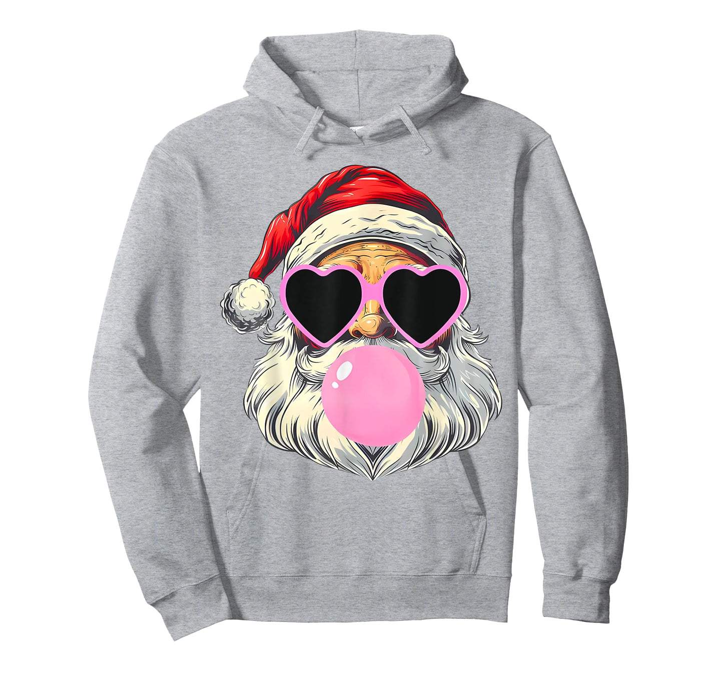 Santa Claus Blowing Bubble Gum Pink Sunglasses Christmas T-Shirt