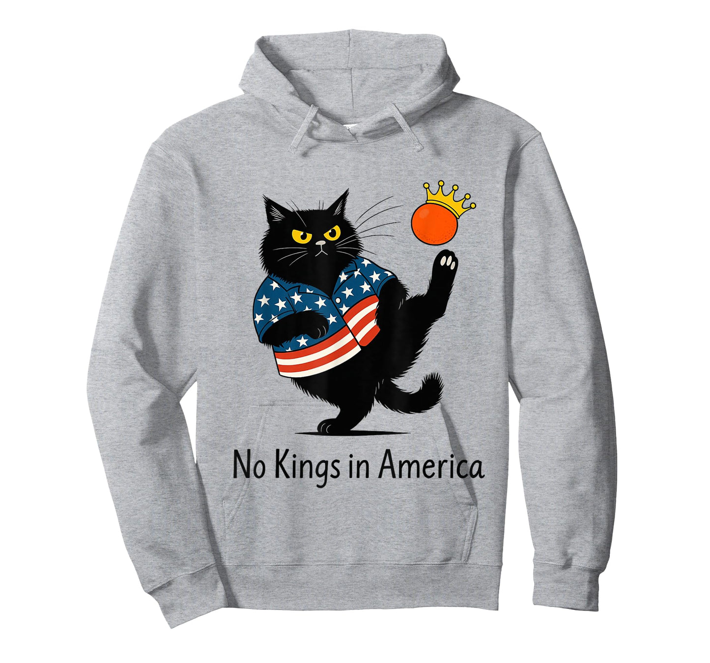 No Kings in America Black Cat We The People Political T-Shirt