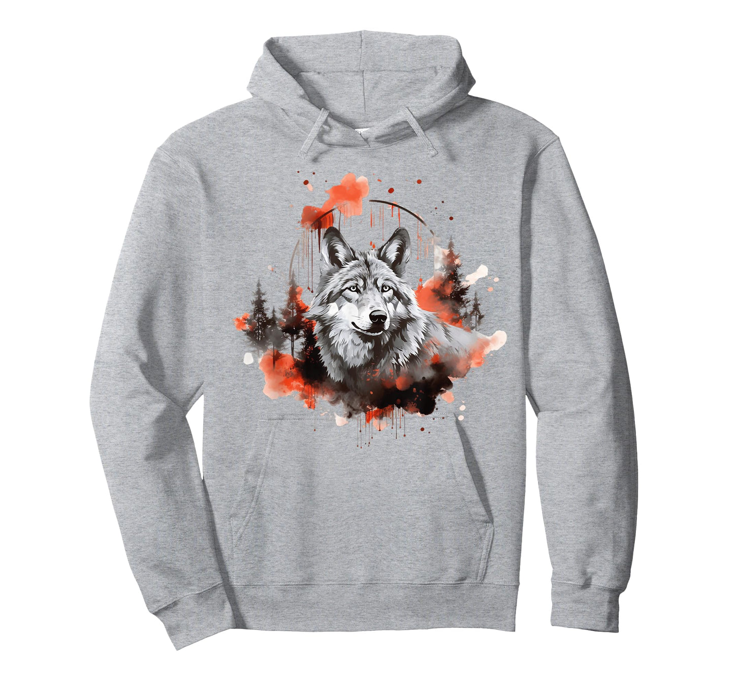 Wolf Splash Art Animal Face Forest Landscape Wolf T-Shirt