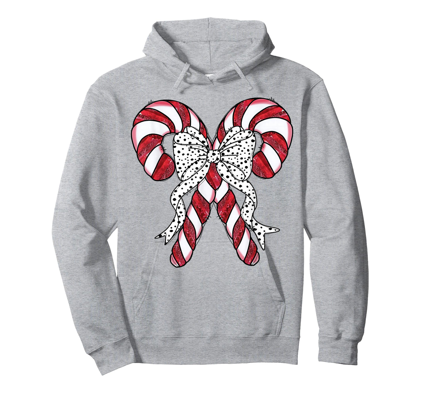 Retro Coquette Bow Candy Cane Christmas Season Women Girl T-Shirt