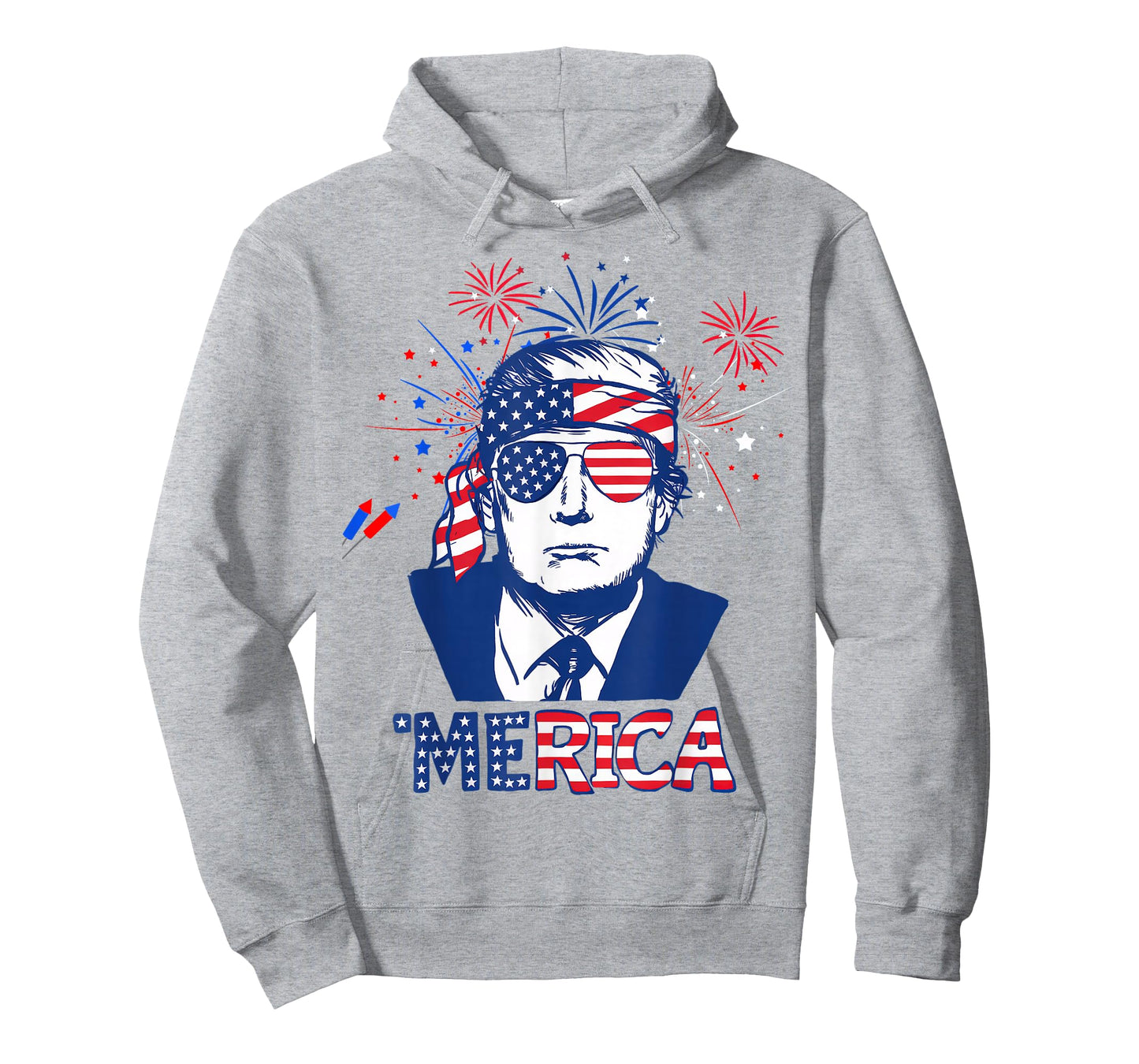 'MERICA TRUMP Happy 4th Of July Trump American Flag T-Shirt