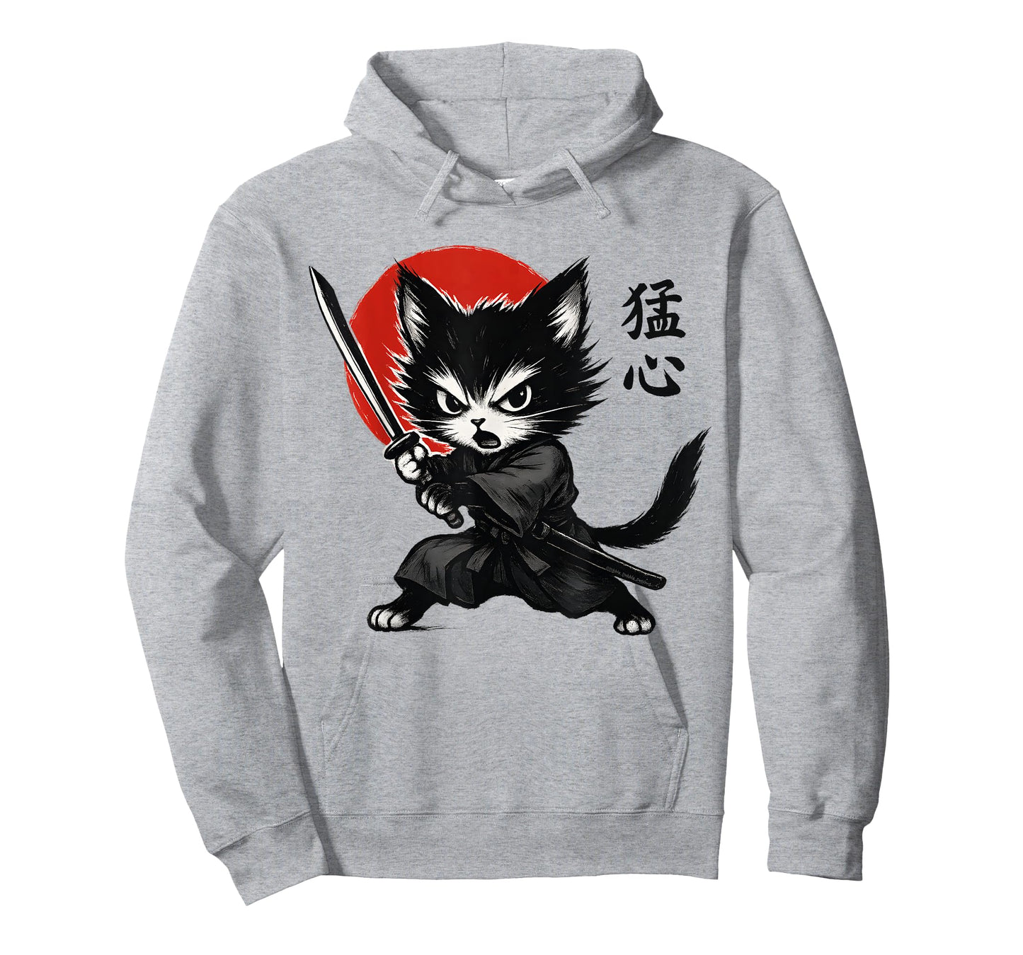 Cute but Fierce Japanese Kitten with Katana Samurai Cat T-Shirt