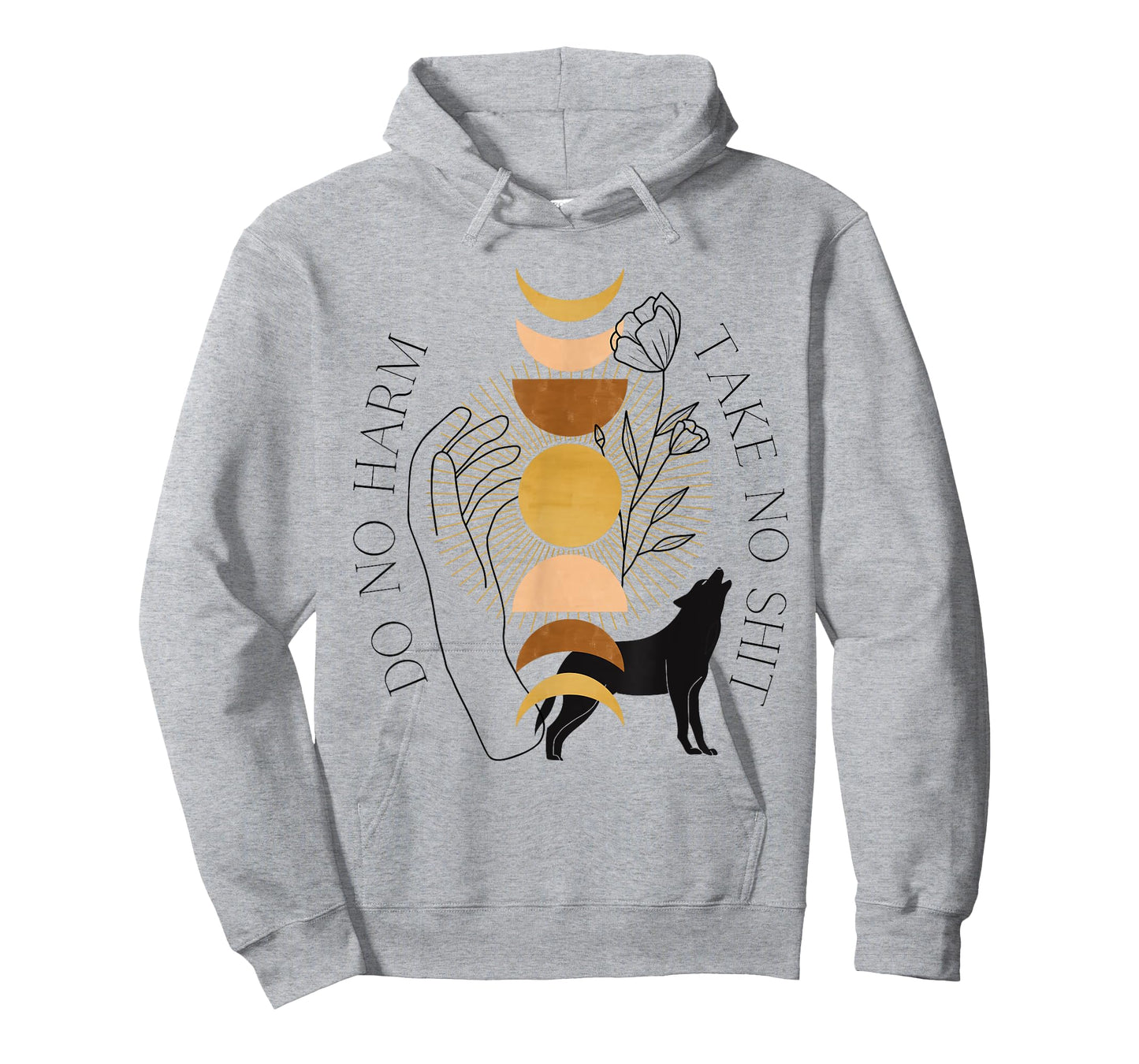 Do No Harm Take No Shit Mystical Moon Phase Wolf Rose Witchy T-Shirt