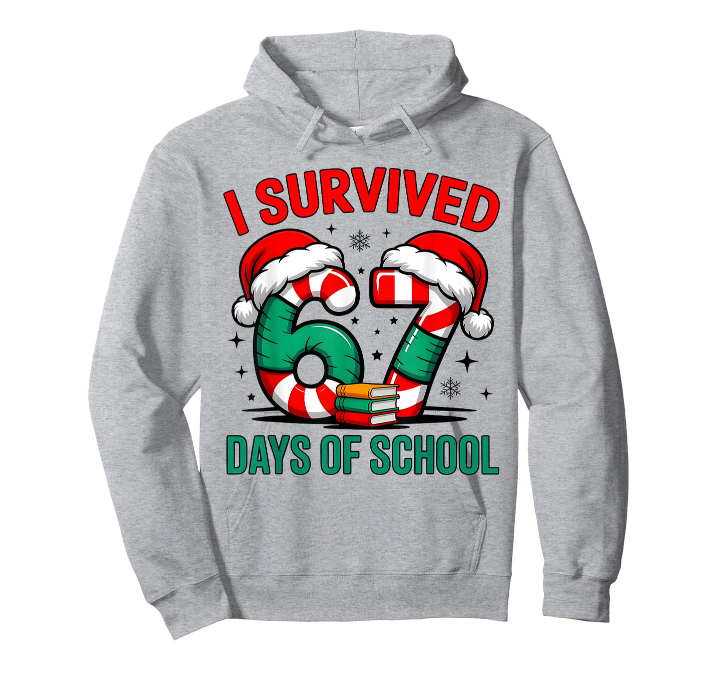 I Survived 67 Days of School Christmas Candy Cane Six Seven T-Shirt