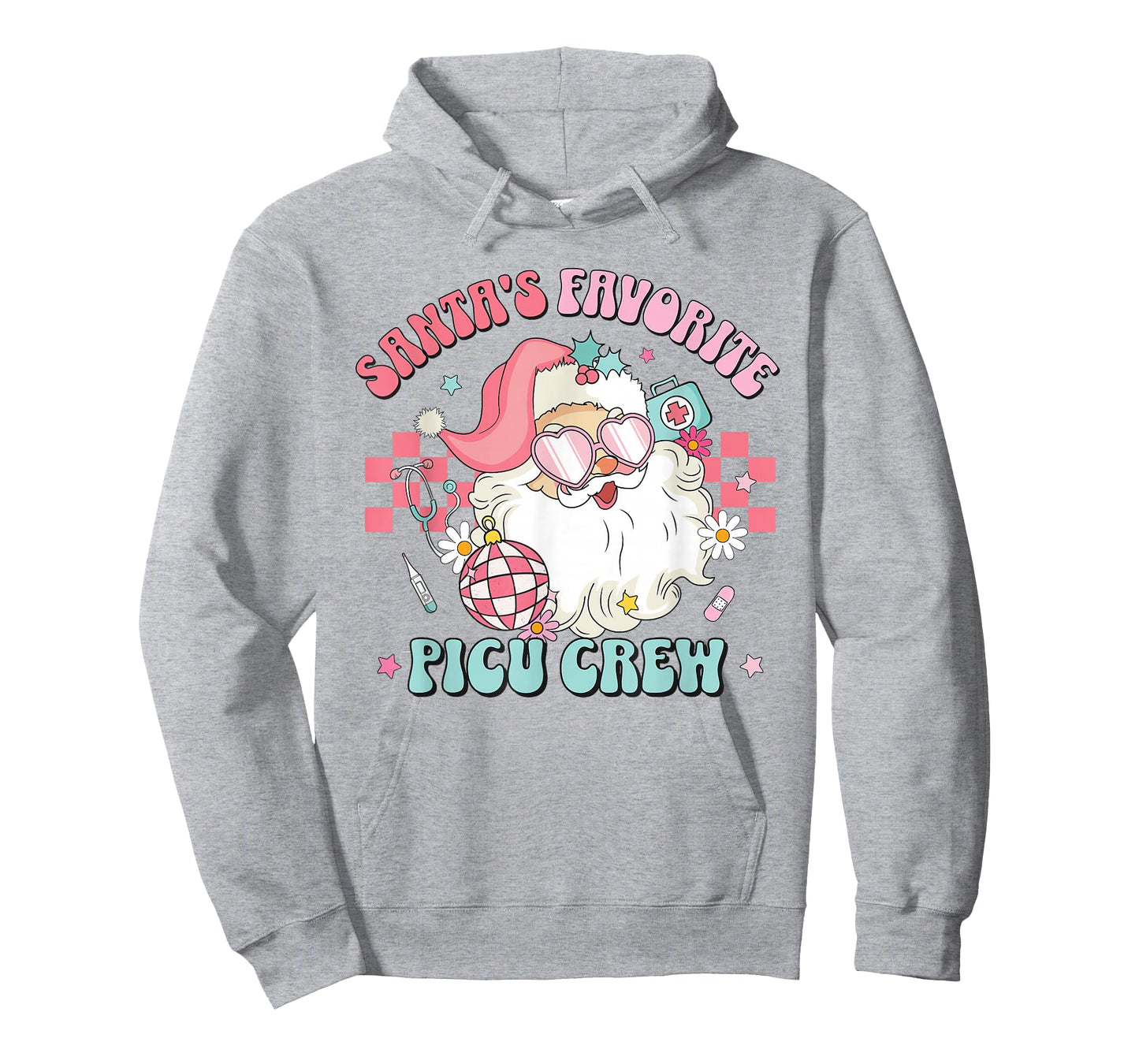 Retro Pink Christmas Santa's Favorite PICU Nurse Pediatric T-Shirt