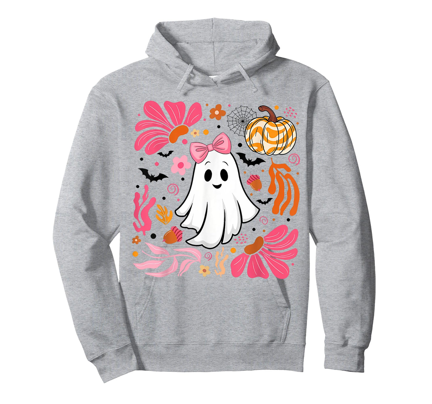 Funny Halloween Pink Ghost Boho Leopard Pumpkin Floral Women T-Shirt