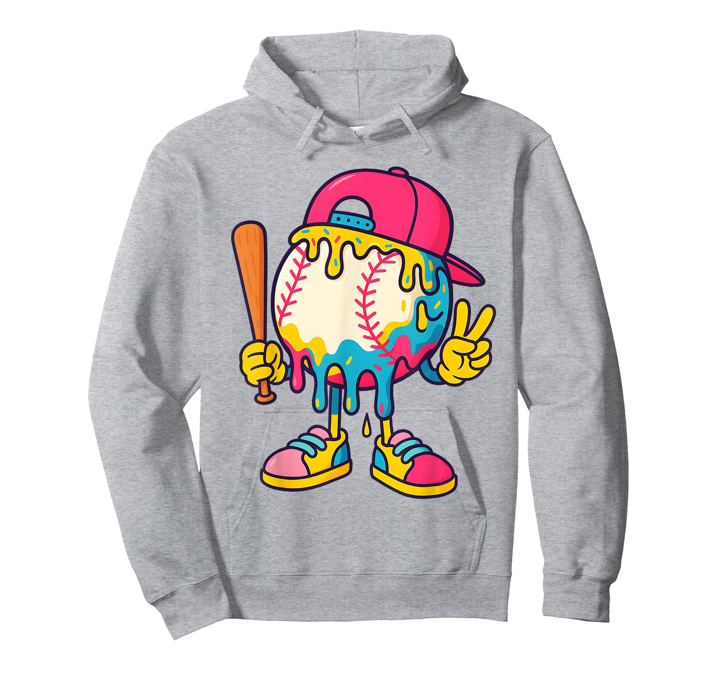 Baseball Ice Cream Drip Youth Back To school Baseball Stuff T-Shirt