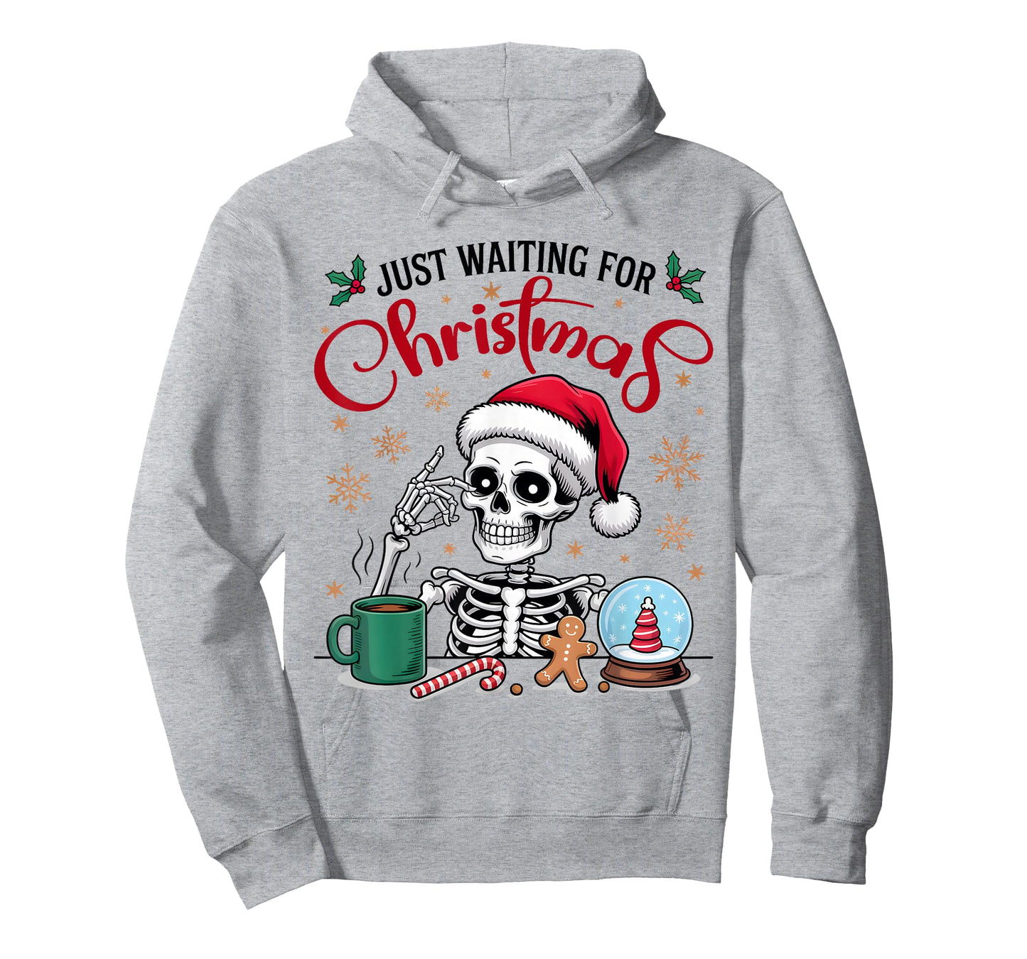 Funny Skeleton Just Waiting for Christmas T-Shirt