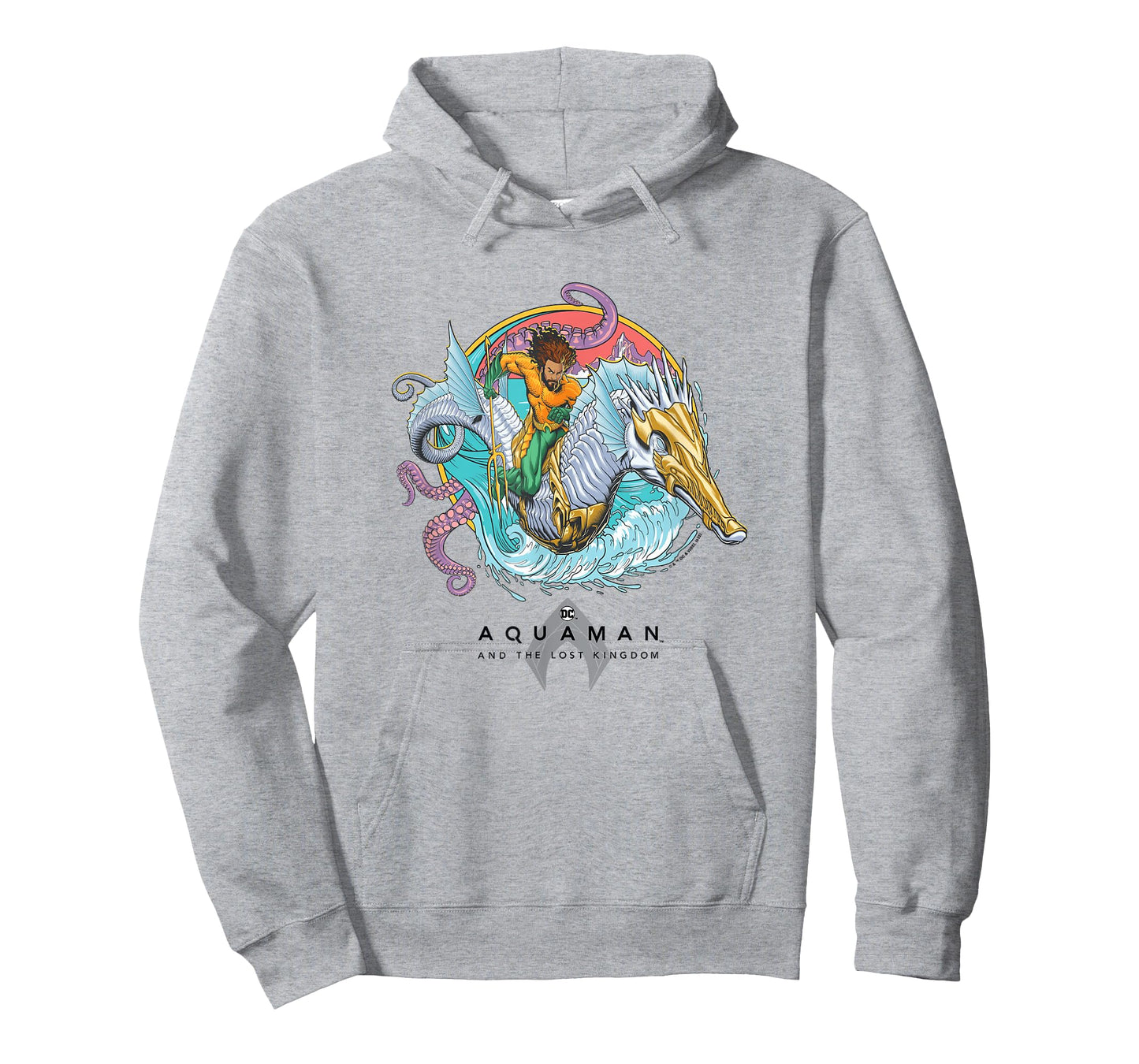 Aquaman And The Lost Kingdom Seahorse Ride Superhero Circle T-Shirt