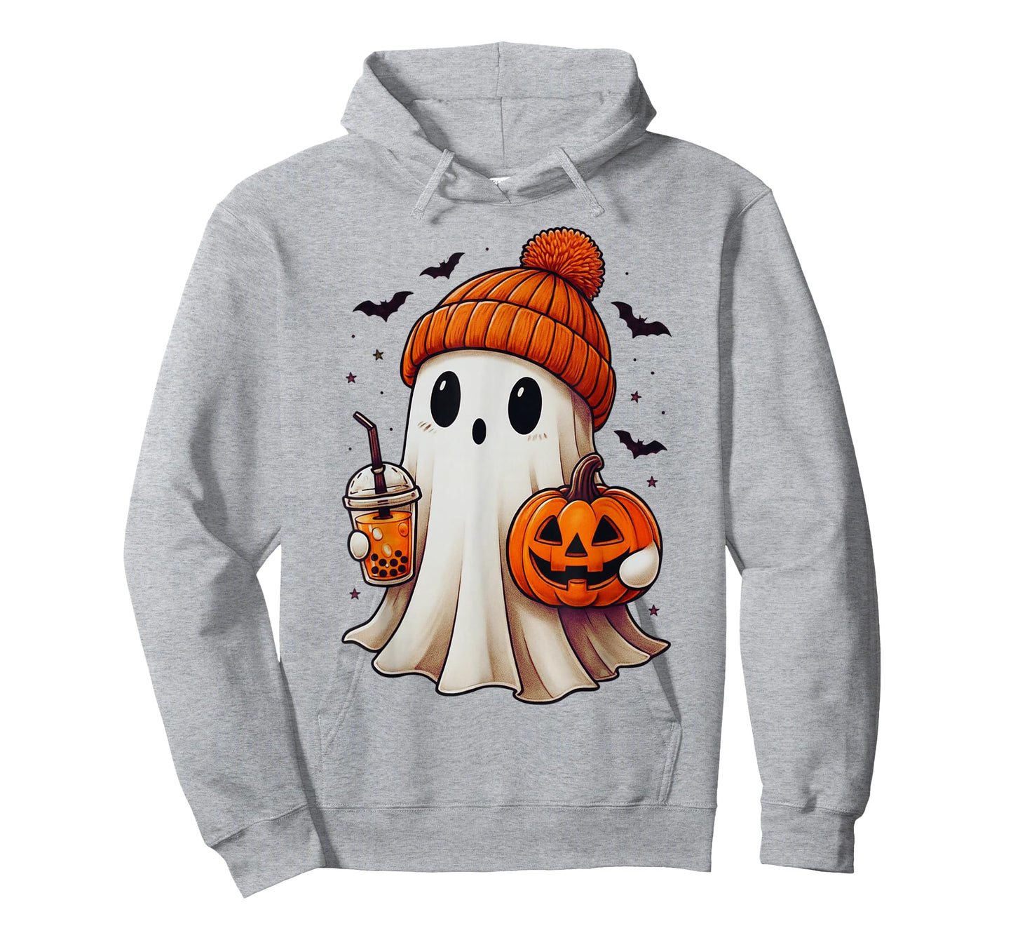 Cute Halloween Ghost with Pumpkin and Boba Kawaii Spooky T-Shirt