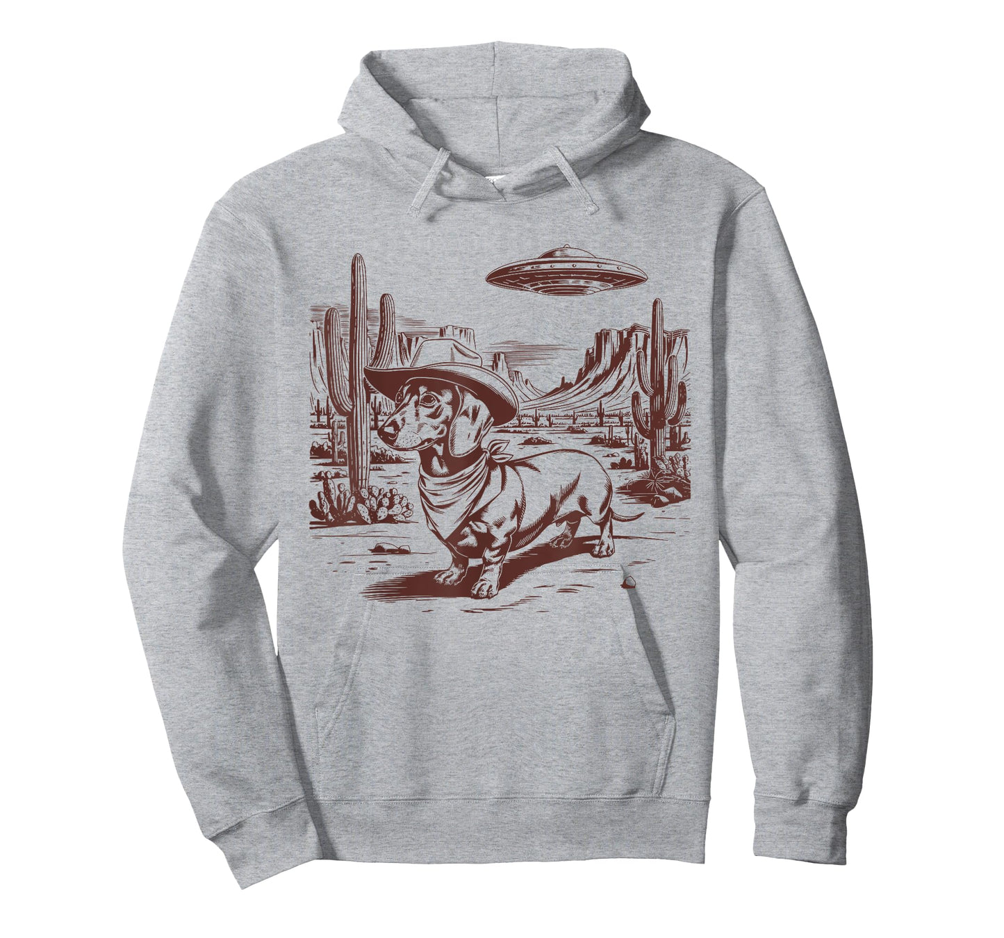 Dachshund UFO Western Vintage Alien 90s Retro Cowboy T-Shirt