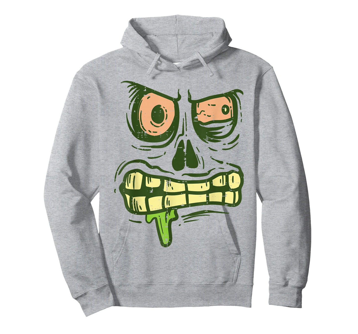 Green Zombie Monster Face Scary Spooky Halloween Boys Kids T-Shirt