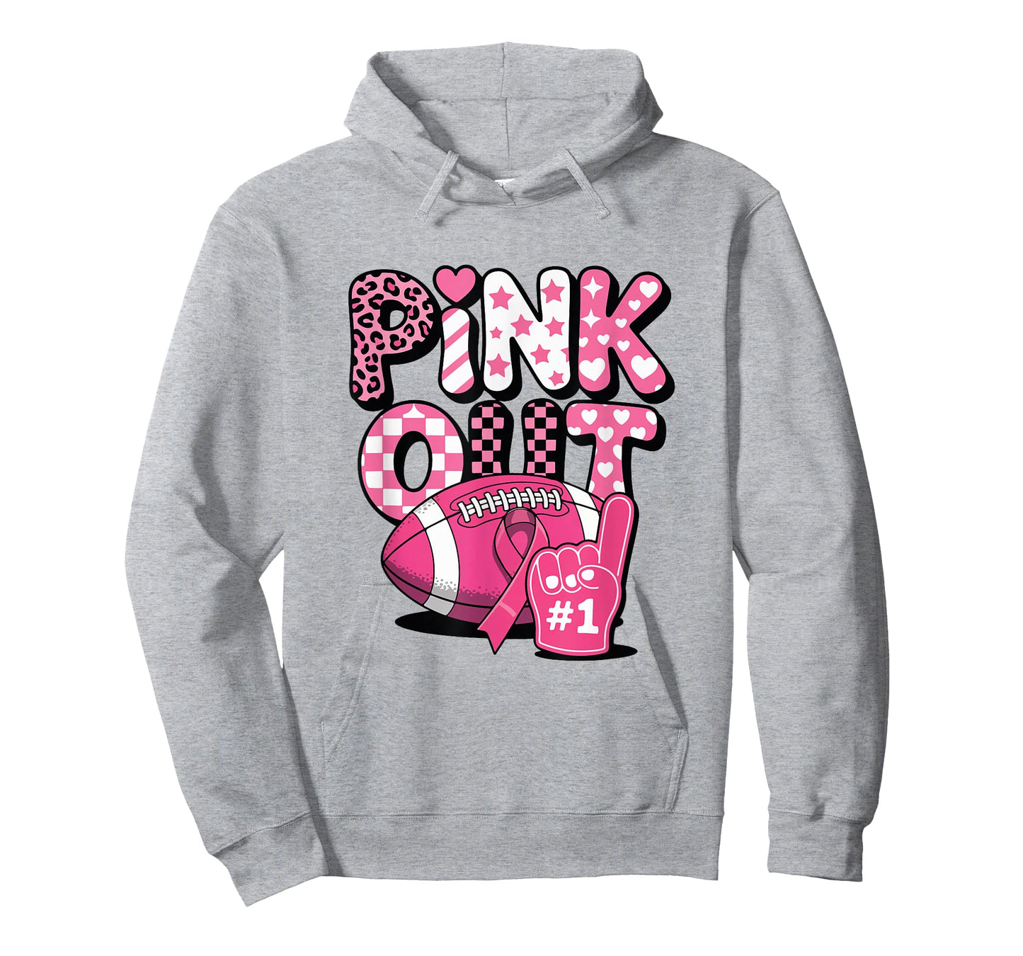 Pink Out Game Day Breast Cancer Awareness Football T-Shirt