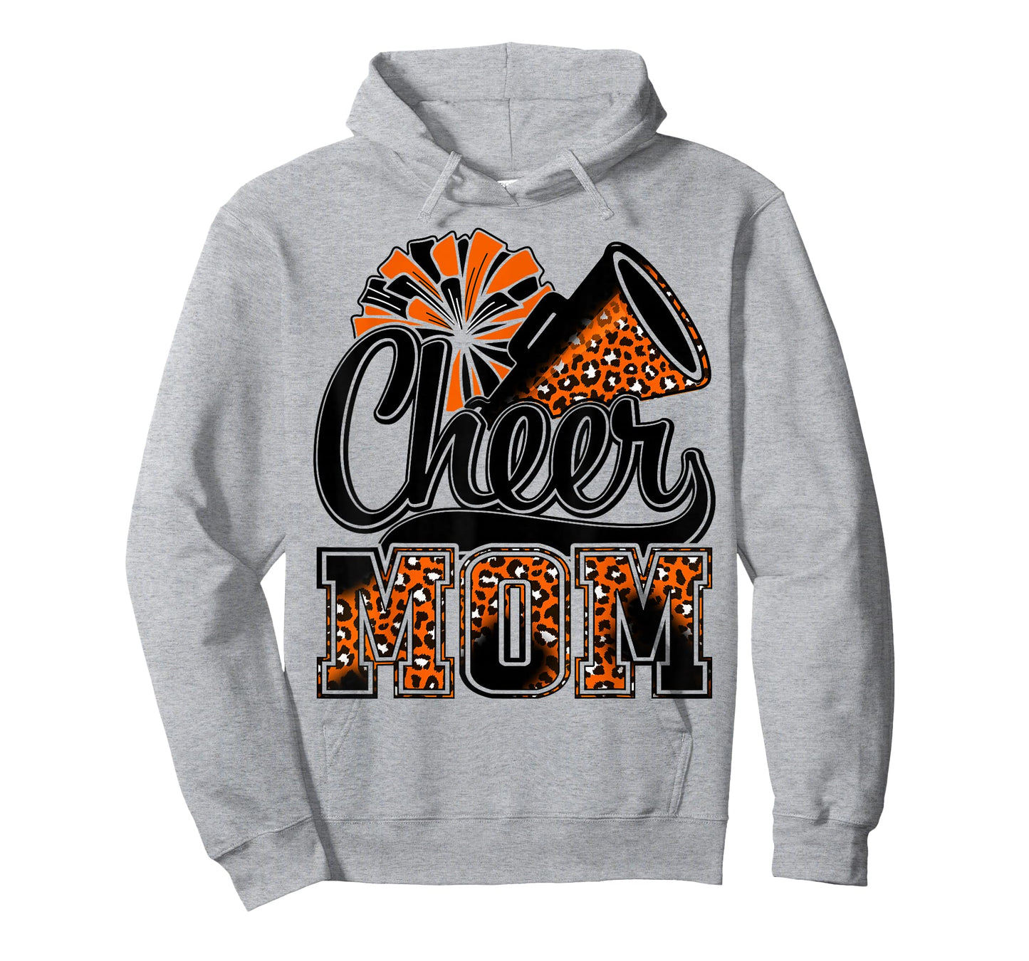 Cheer Mom Orange Leopard Cheerleader Competition Game Day T-Shirt