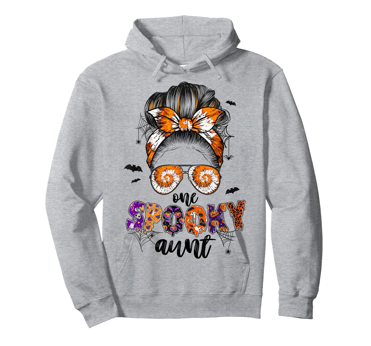 Tie Dye One Spooky Aunt Halloween Monster Messy Bun Aunt T-Shirt