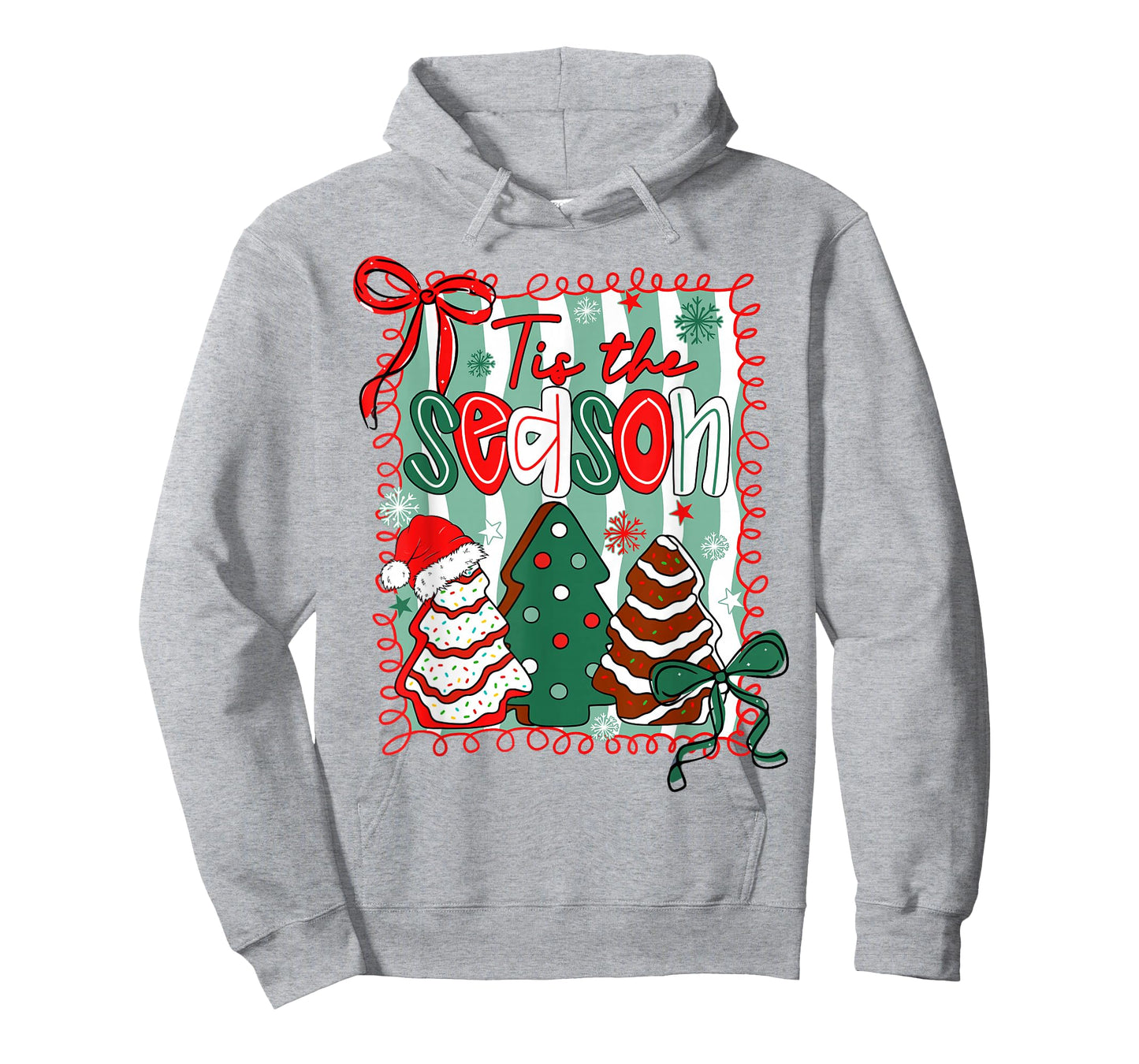 Tis The Season Coquette Bow Christmas Tree Cakes Debbie Pjs T-Shirt